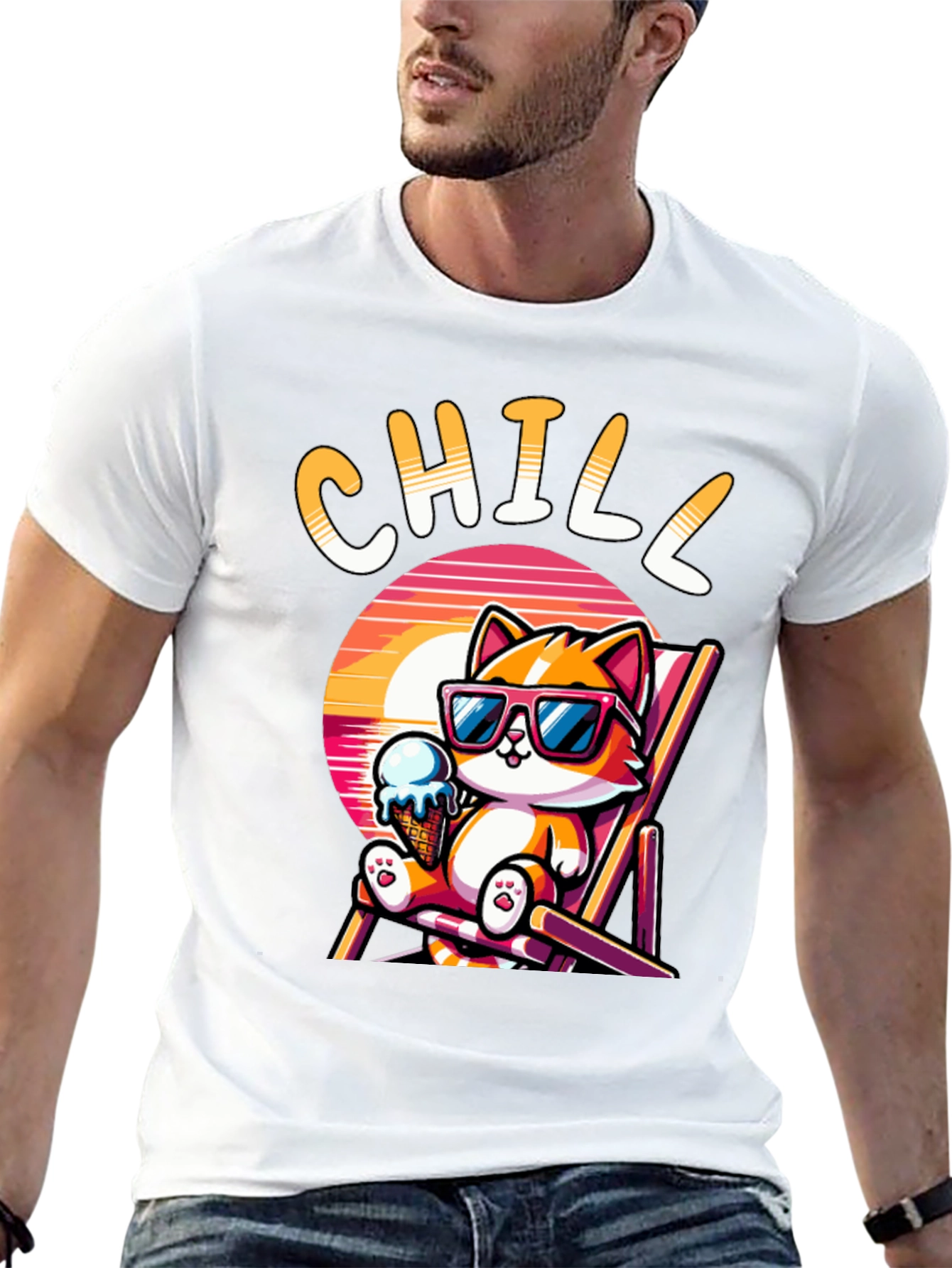 Chill Cat T-Shirt: Relaxed Cartoon Graphic Tee