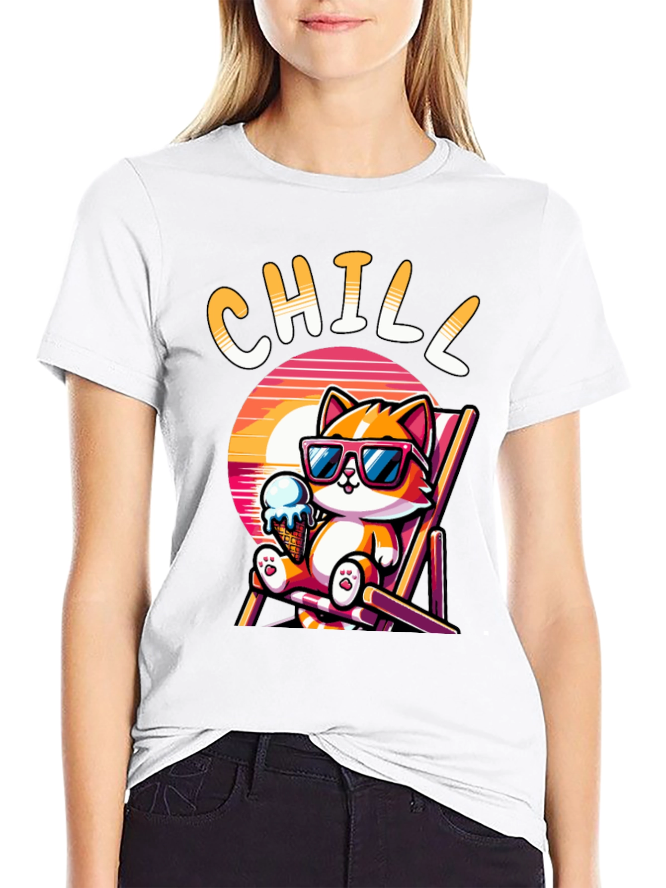 Chill Cat T-Shirt: Relaxed Cartoon Graphic Tee