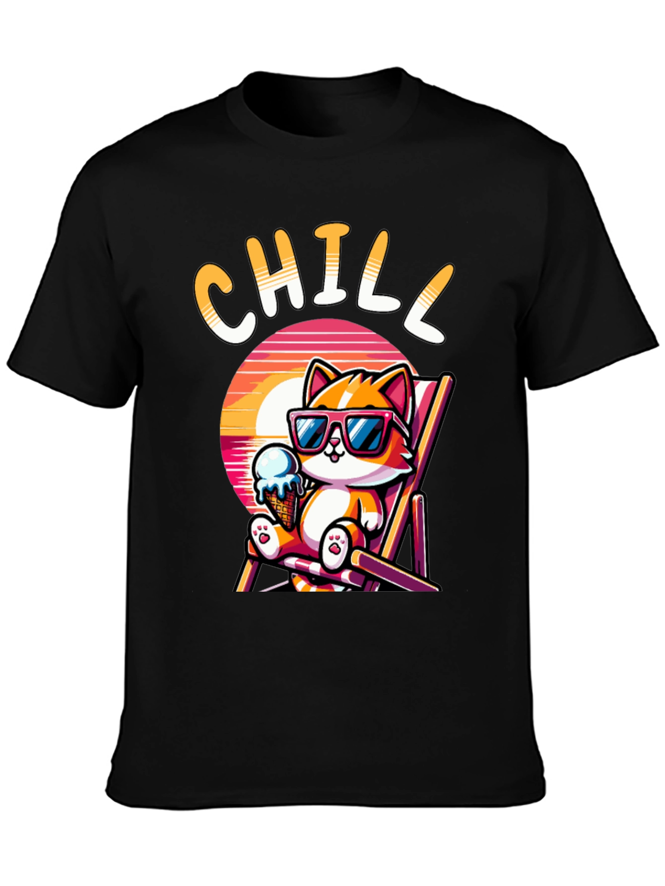Chill Cat T-Shirt: Relaxed Cartoon Graphic Tee