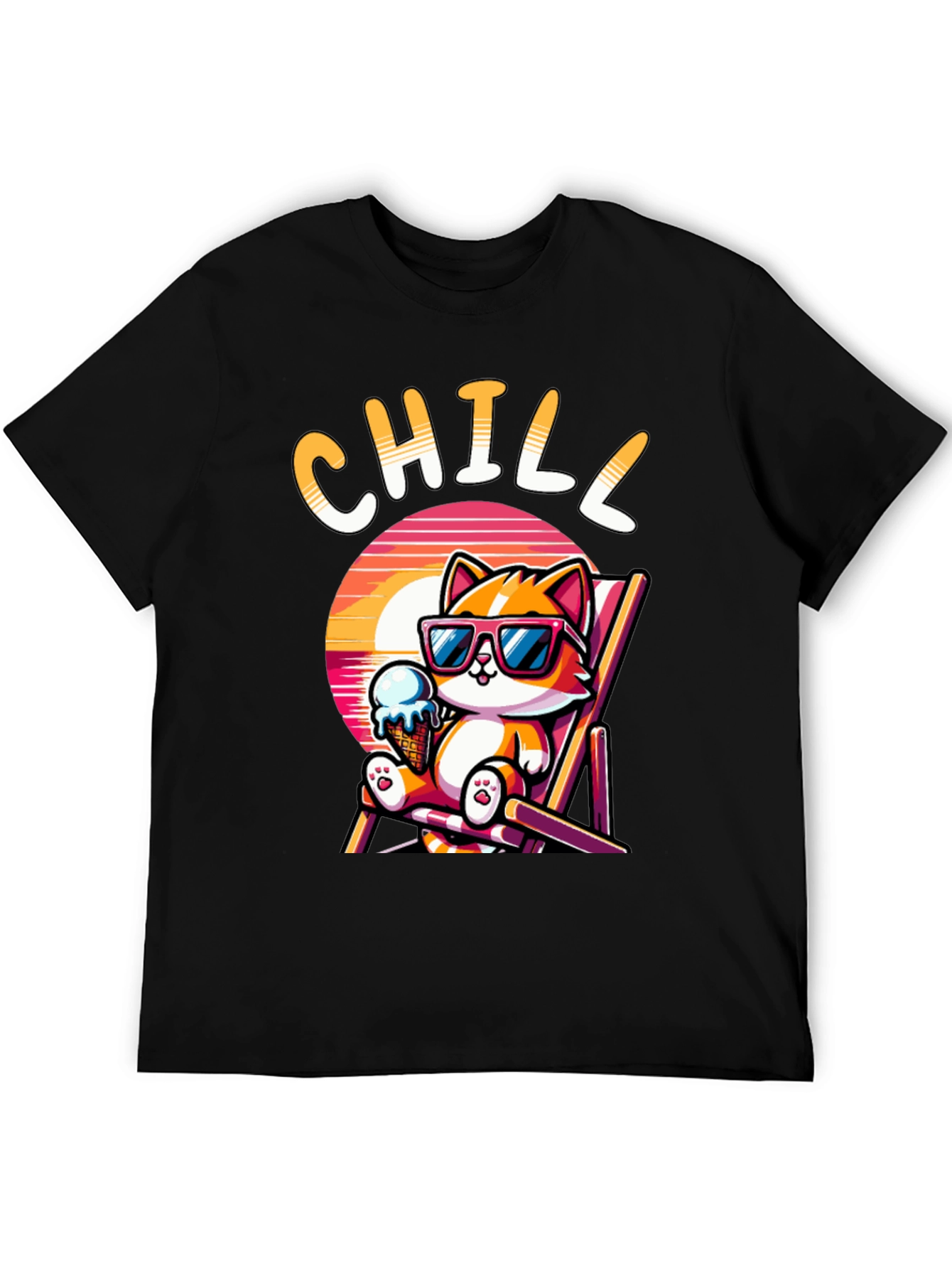 Chill Cat T-Shirt: Relaxed Cartoon Graphic Tee