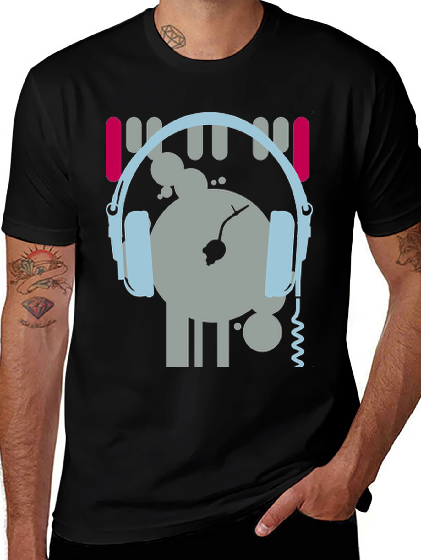 DJ Graphic Tee - Music Lovers Black T-Shirt