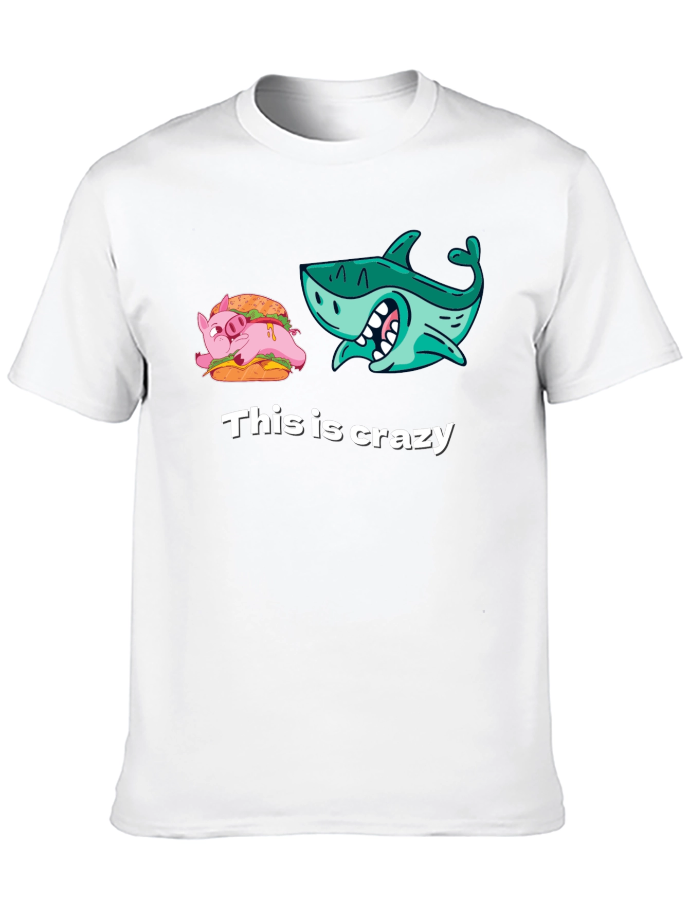 Crazy Pig Shark Tee - Unique Graphic T-Shirt