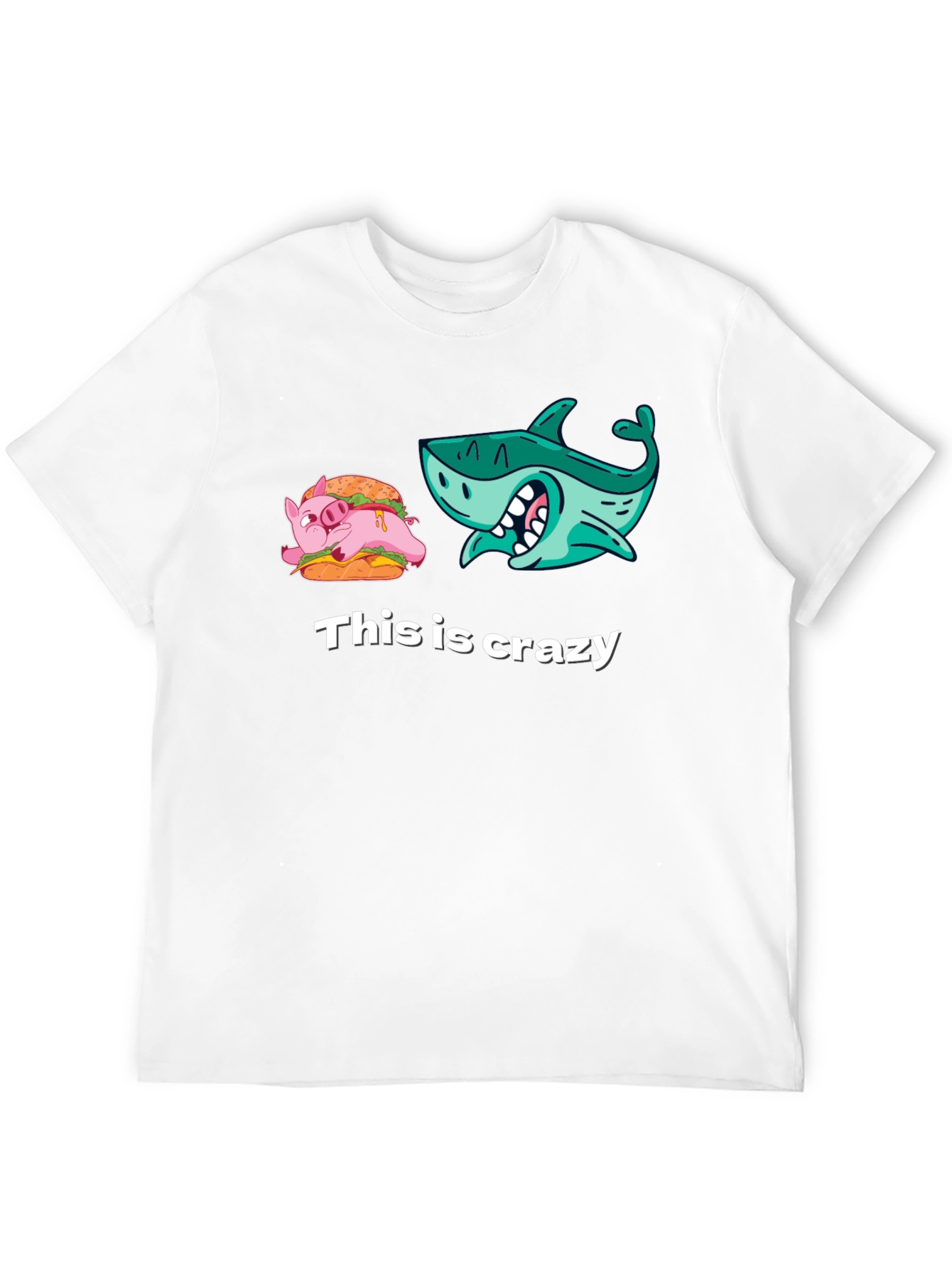 Crazy Pig Shark Tee - Unique Graphic T-Shirt