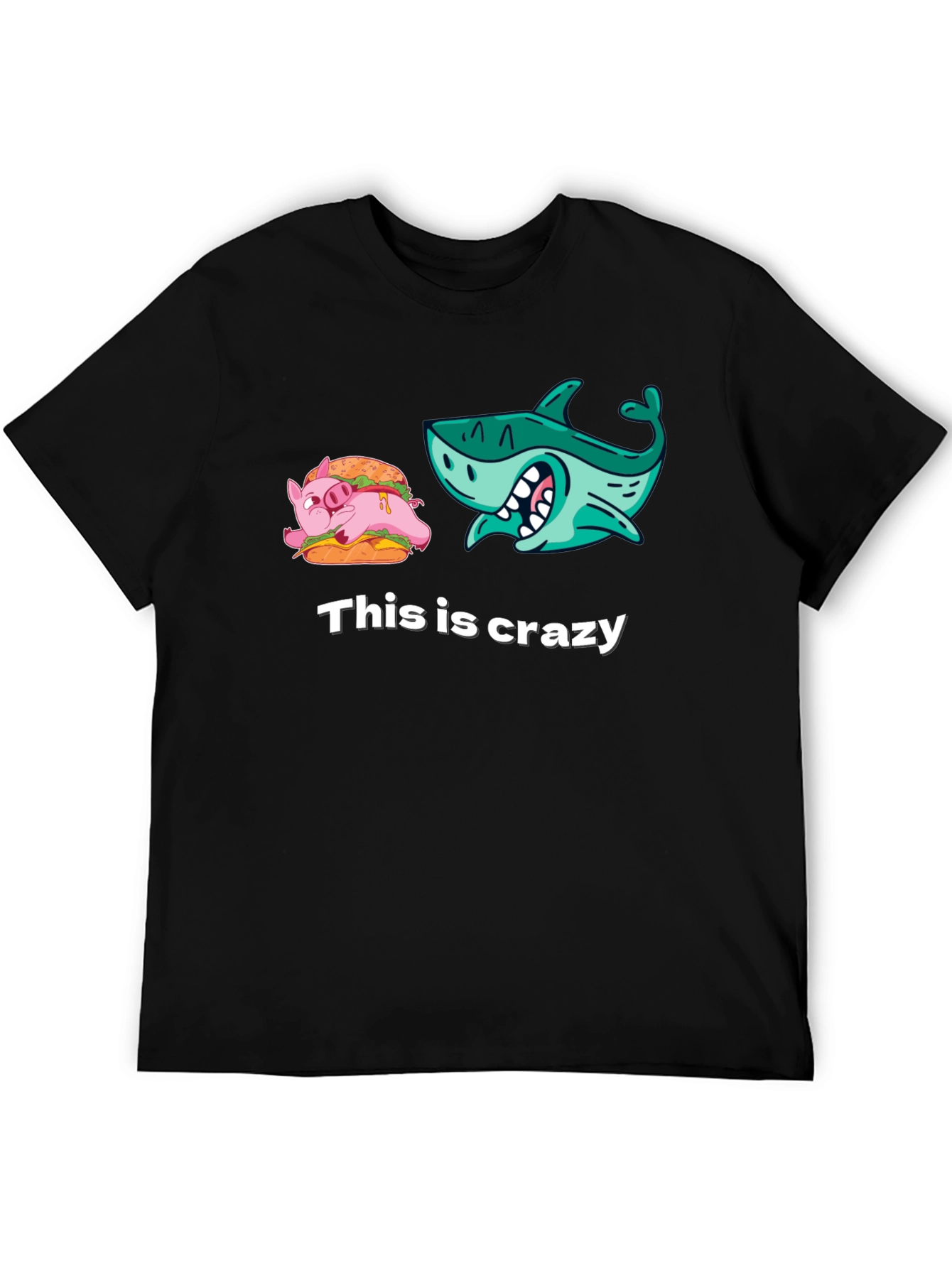 Crazy Pig Shark Tee - Unique Graphic T-Shirt