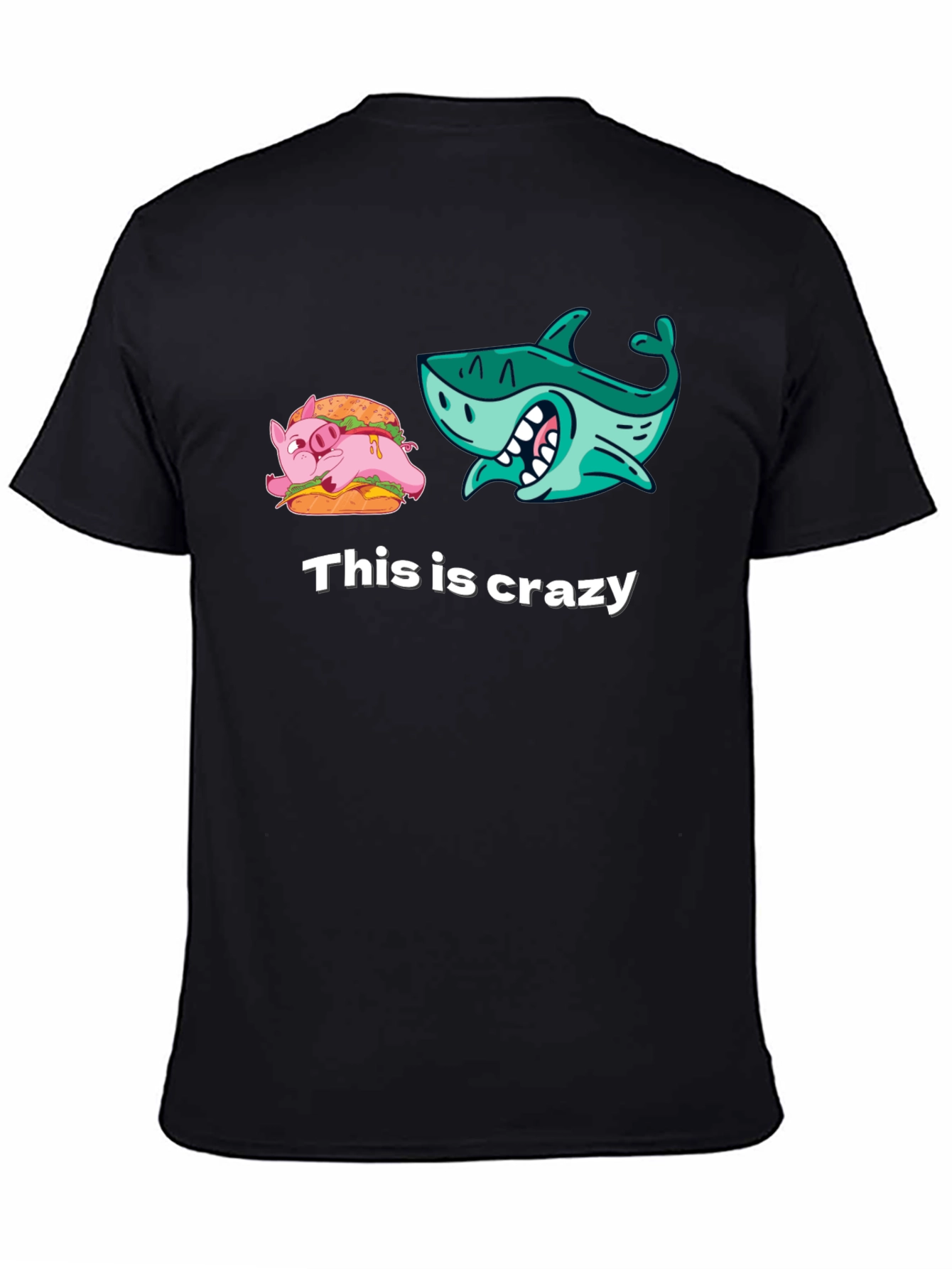 Crazy Pig Shark Tee - Unique Graphic T-Shirt
