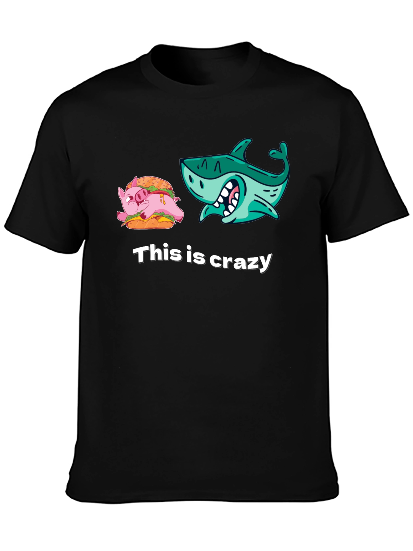 Crazy Pig Shark Tee - Unique Graphic T-Shirt