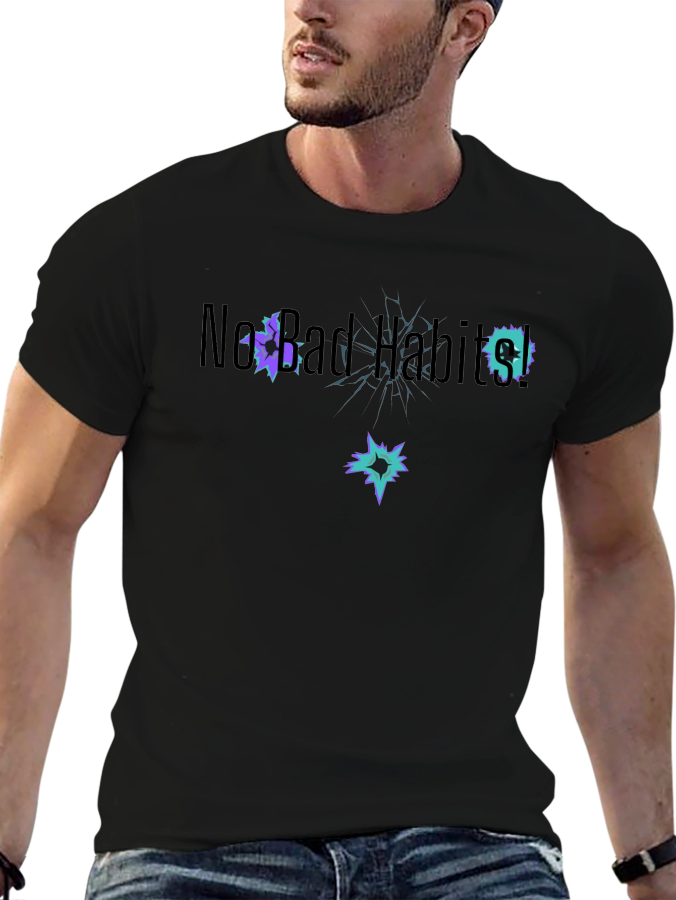 New Bad Habits T-Shirt Black Cotton Short Sleeve