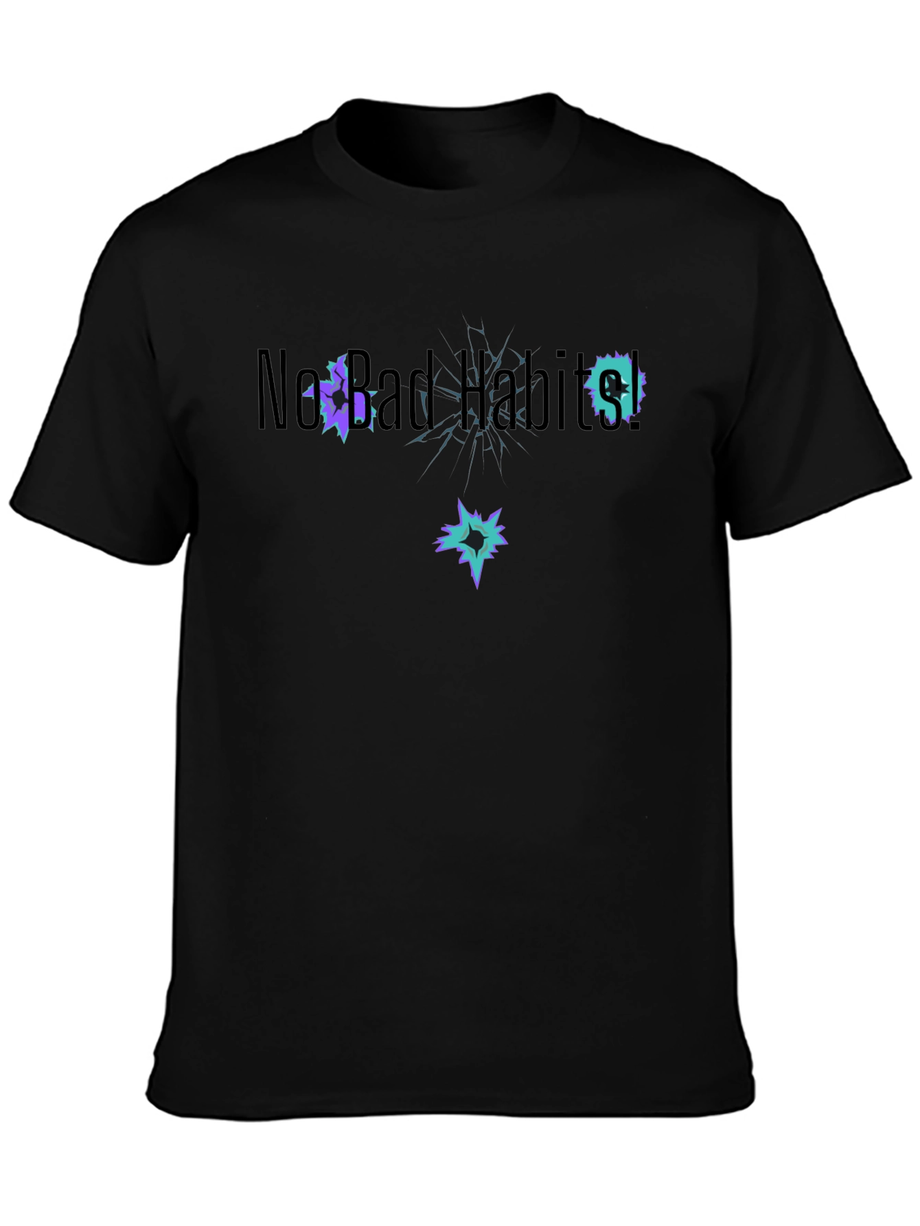 New Bad Habits T-Shirt Black Cotton Short Sleeve
