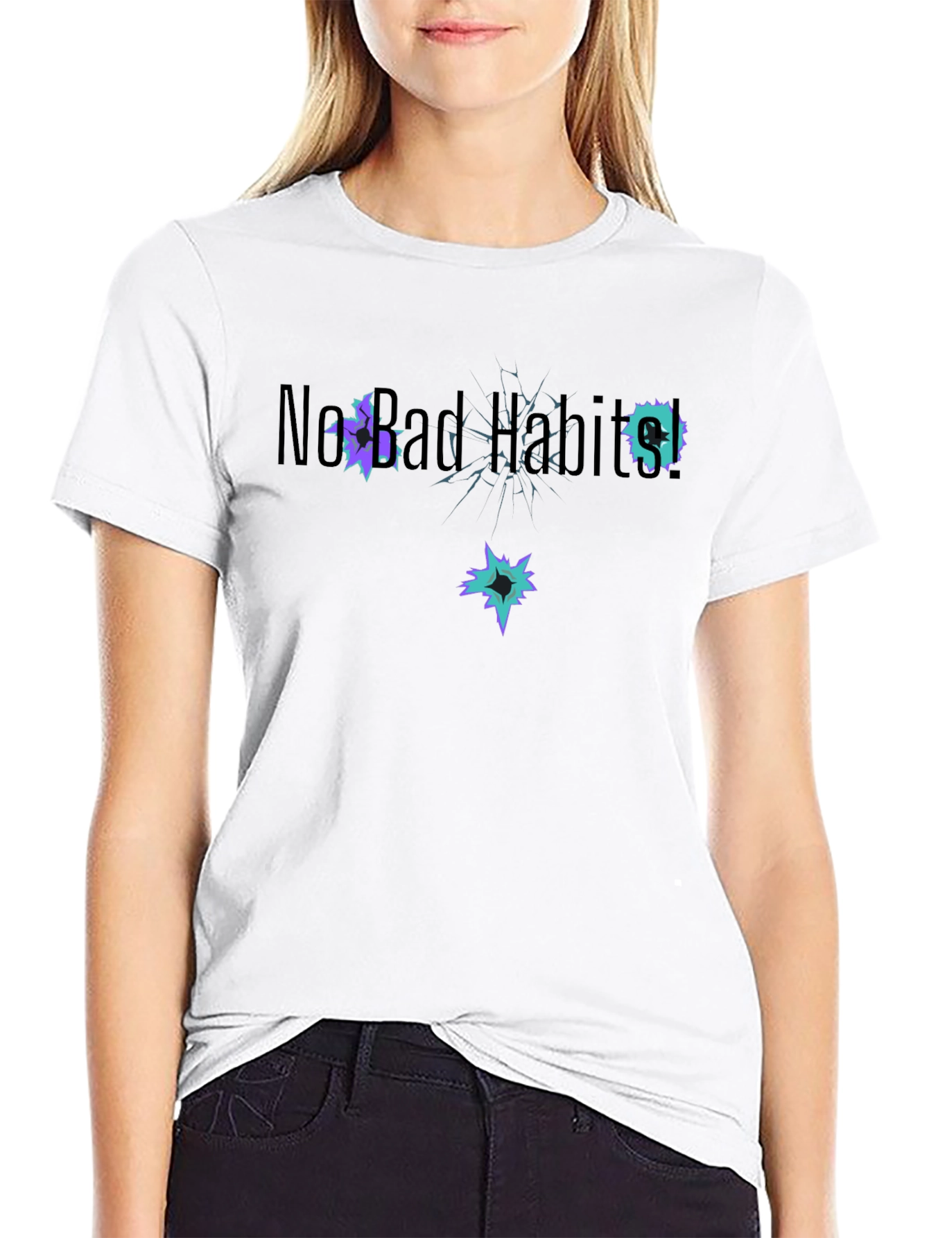 New Bad Habits T-Shirt Black Cotton Short Sleeve