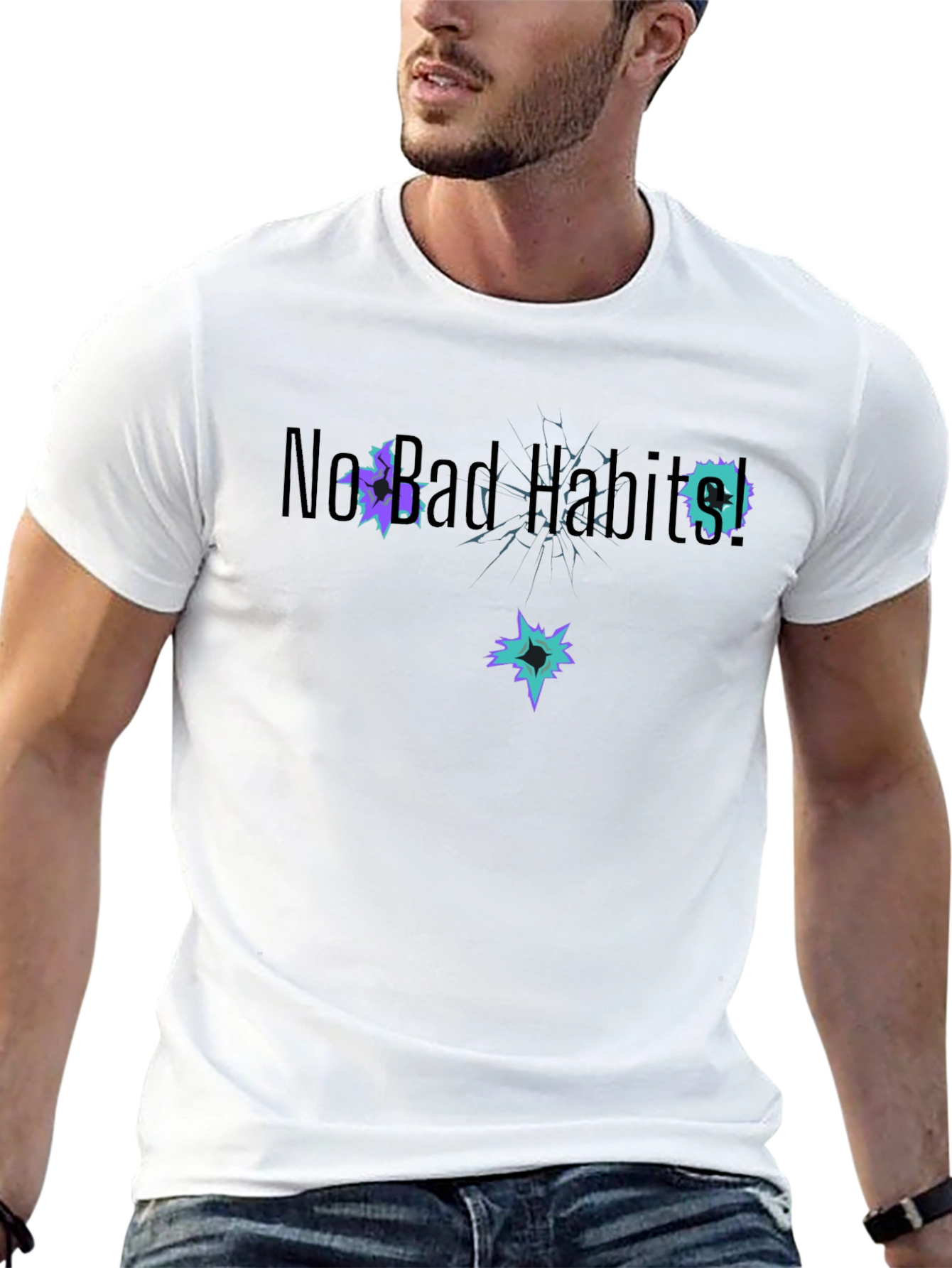 New Bad Habits T-Shirt Black Cotton Short Sleeve