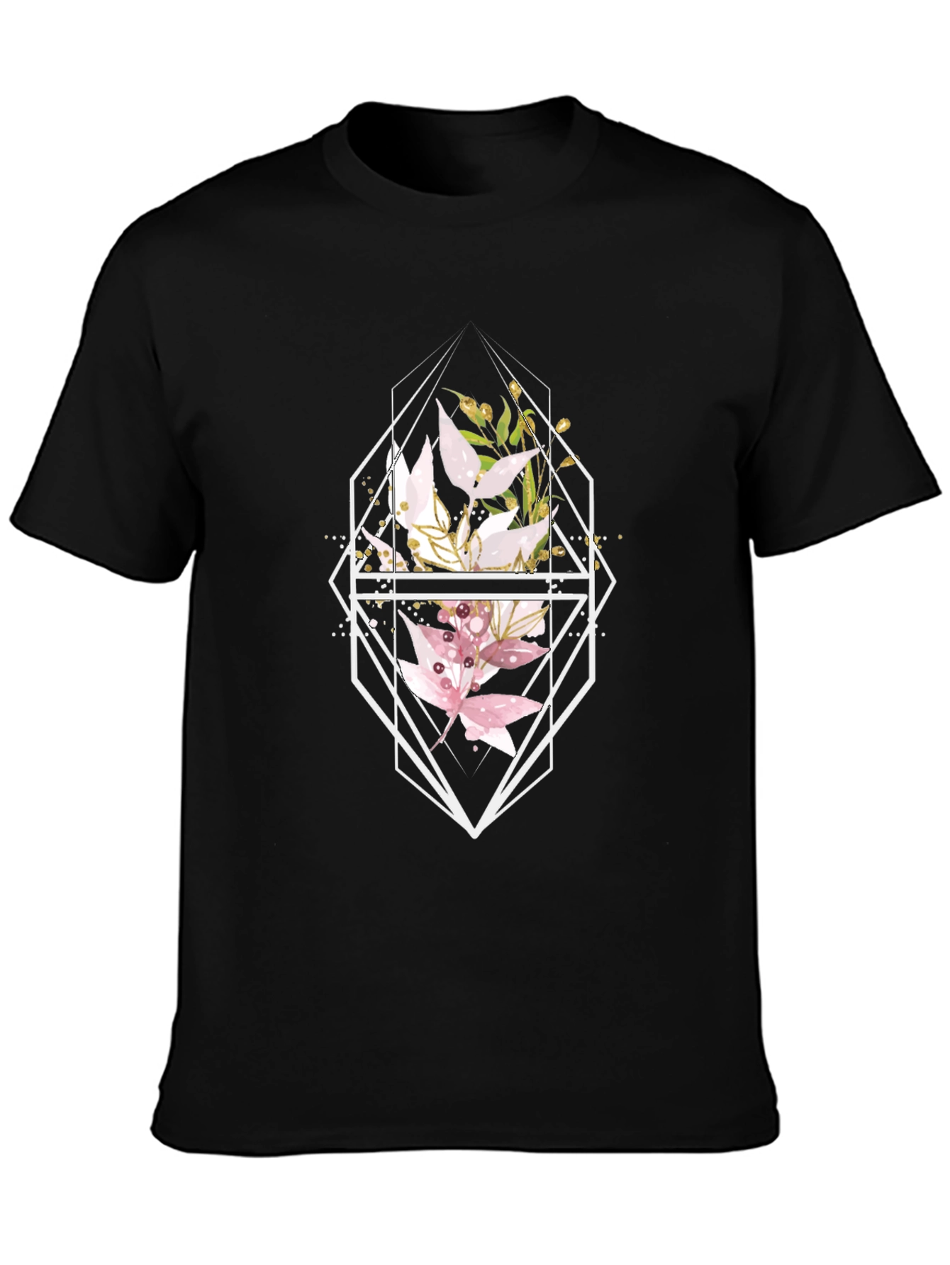 Floral Geometric Black T-Shirt