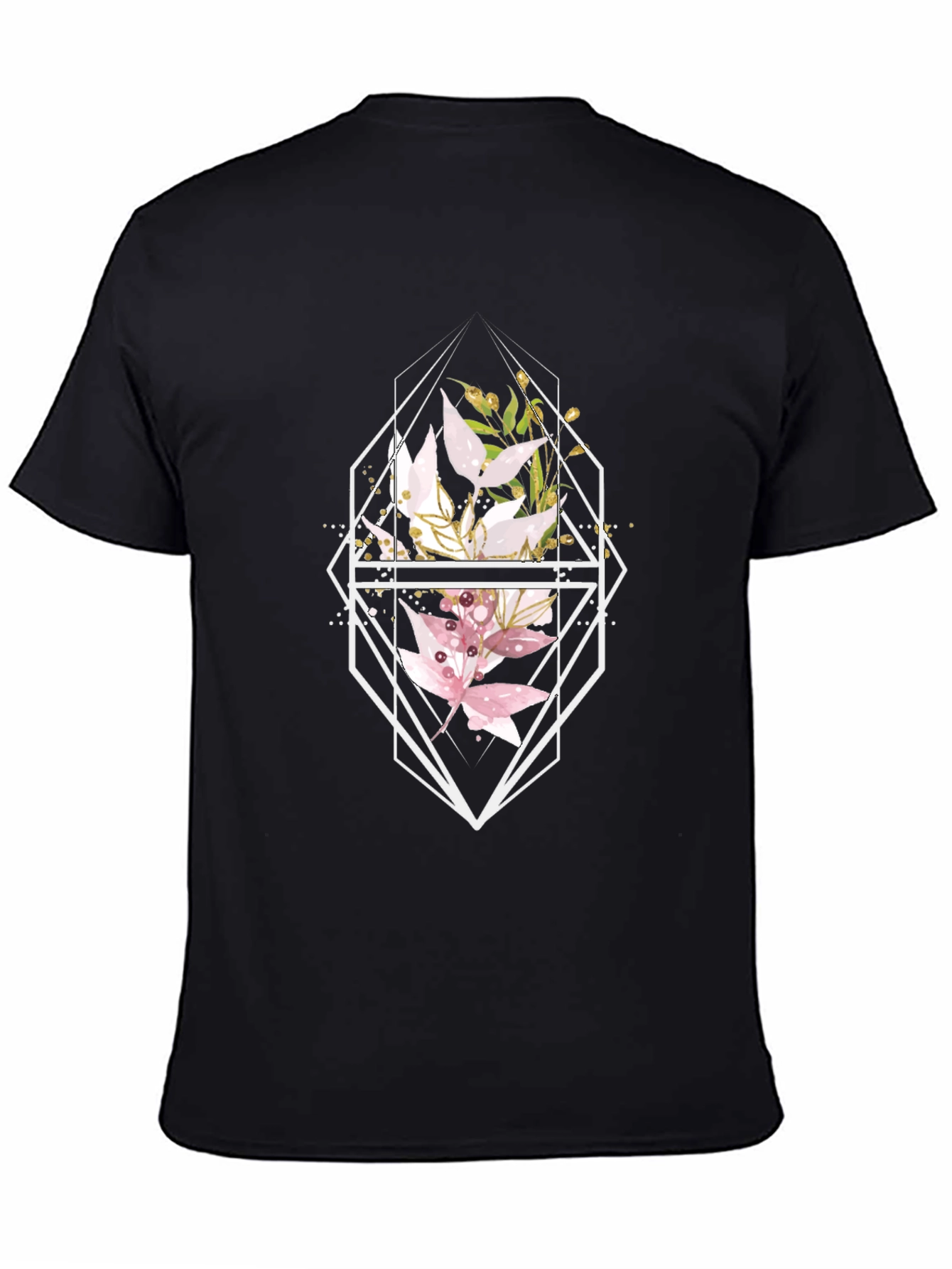 Floral Geometric Black T-Shirt