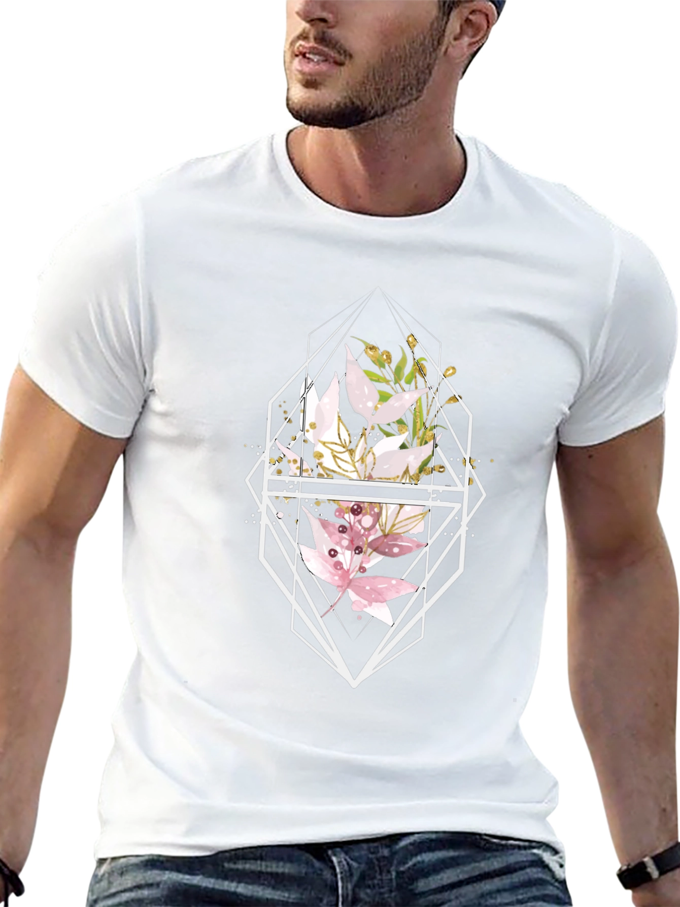 Floral Geometric Black T-Shirt