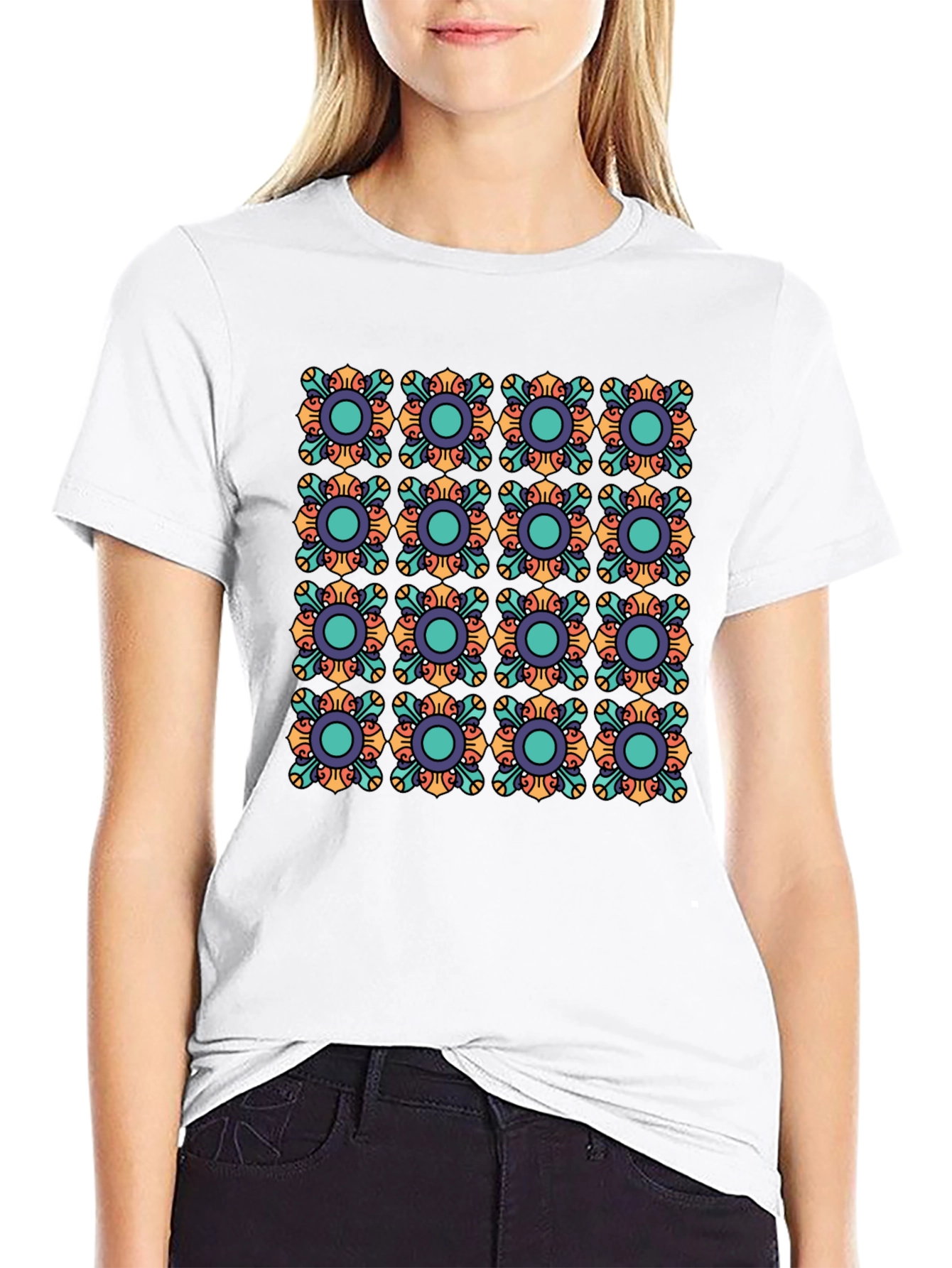 Patterned Crew Neck T-Shirt