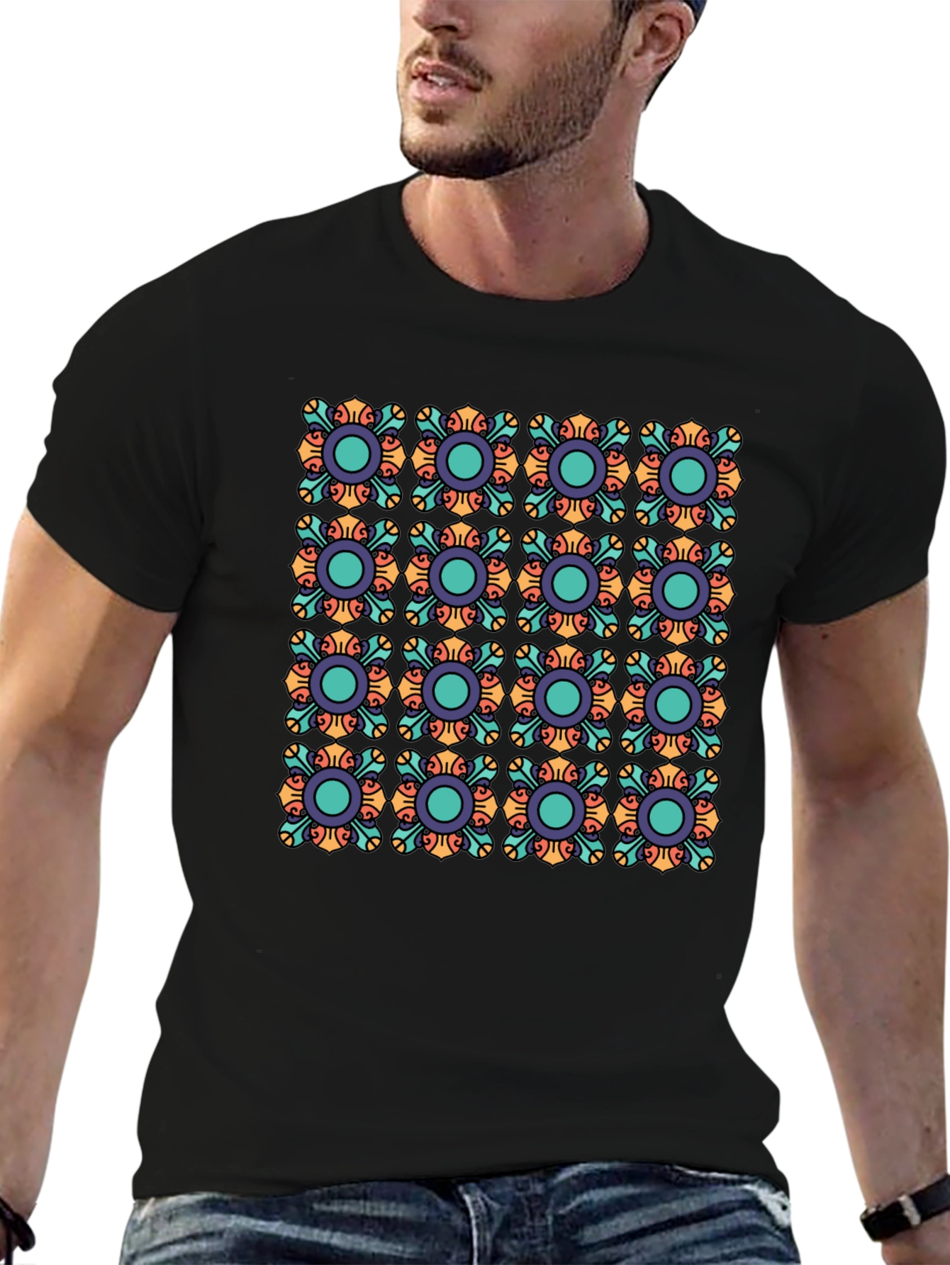 Patterned Crew Neck T-Shirt