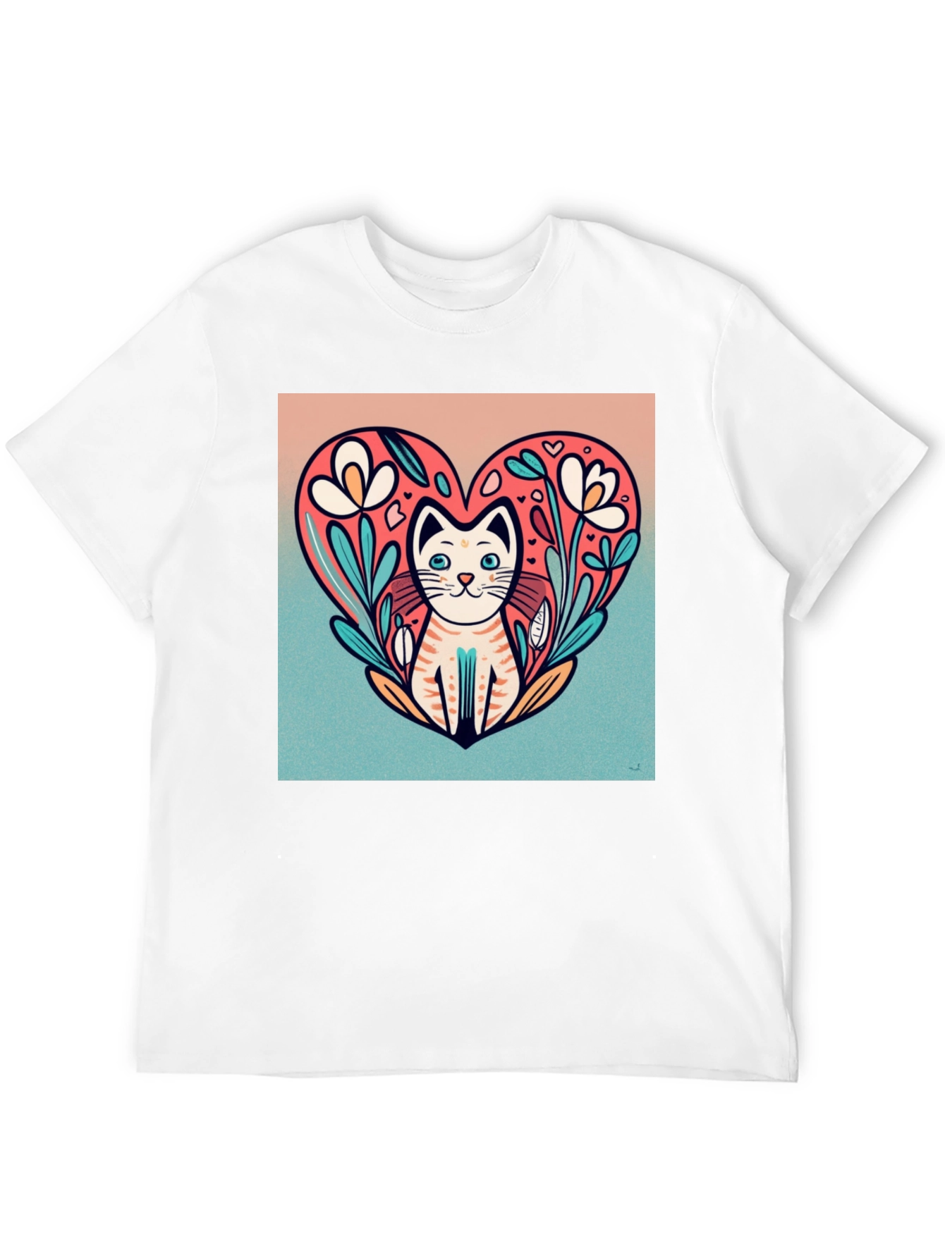 Cat Heart Floral Graphic Tee