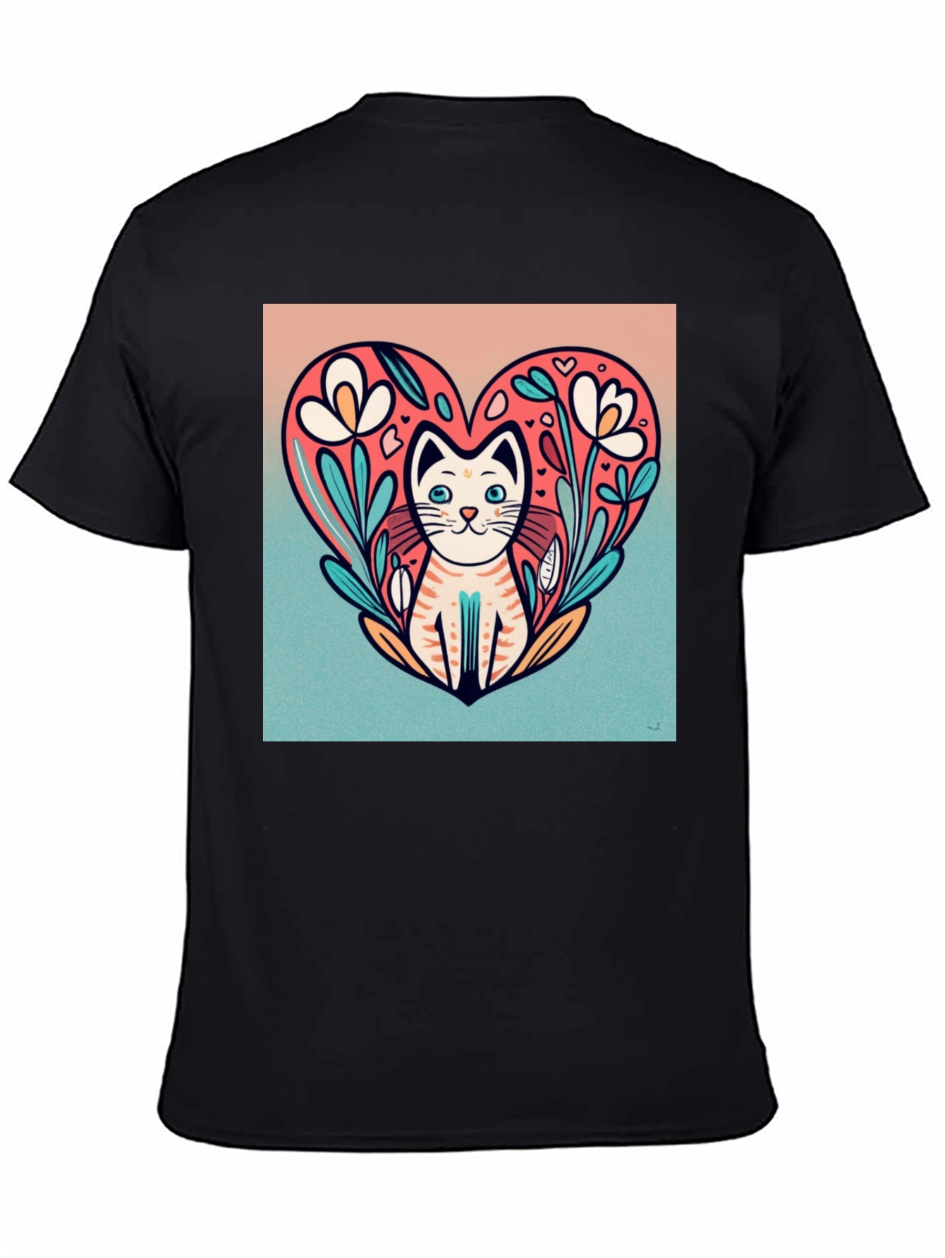 Cat Heart Floral Graphic Tee