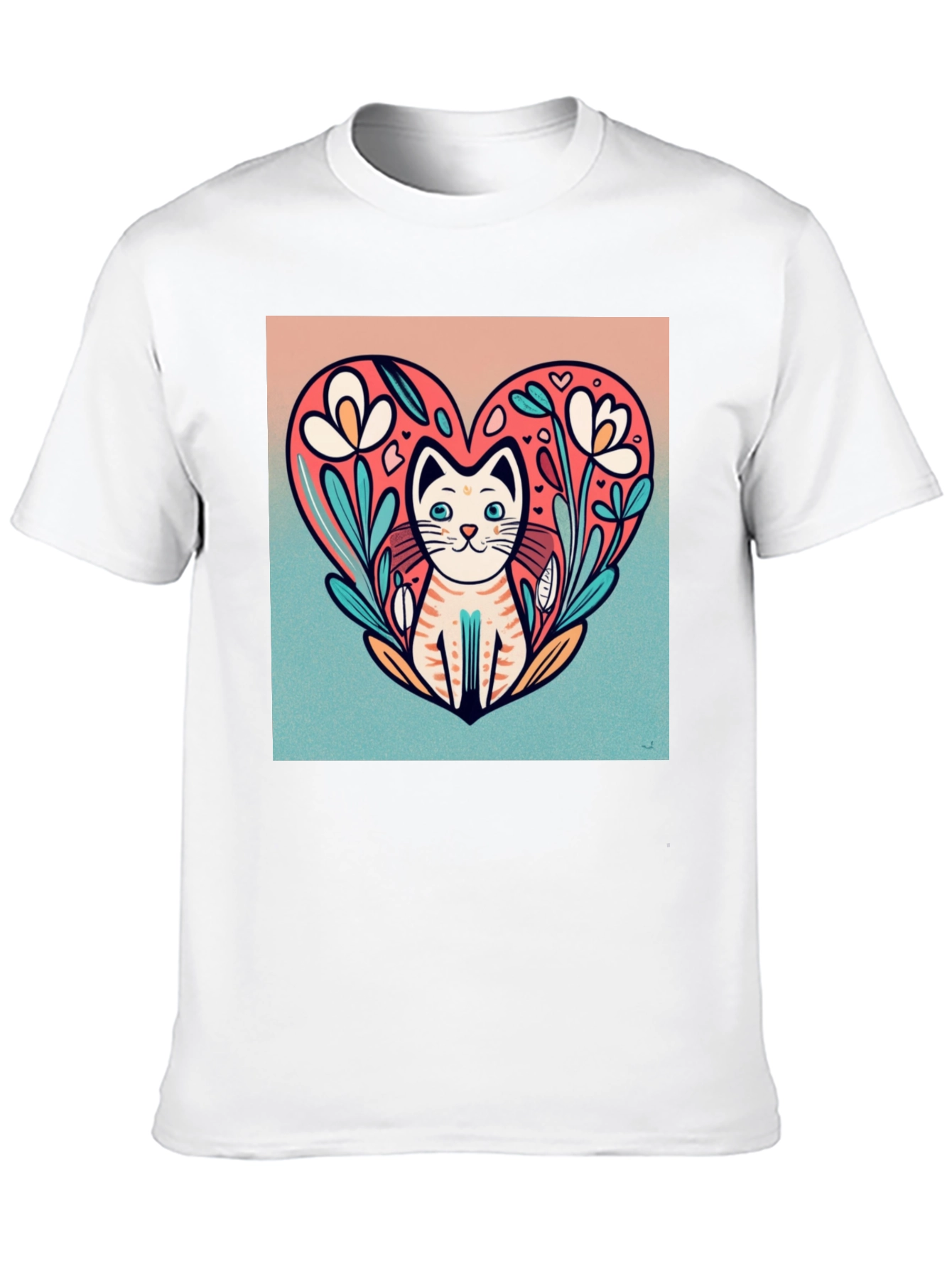 Cat Heart Floral Graphic Tee