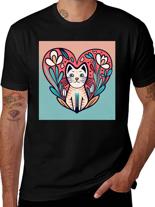 Cat Heart Floral Graphic Tee