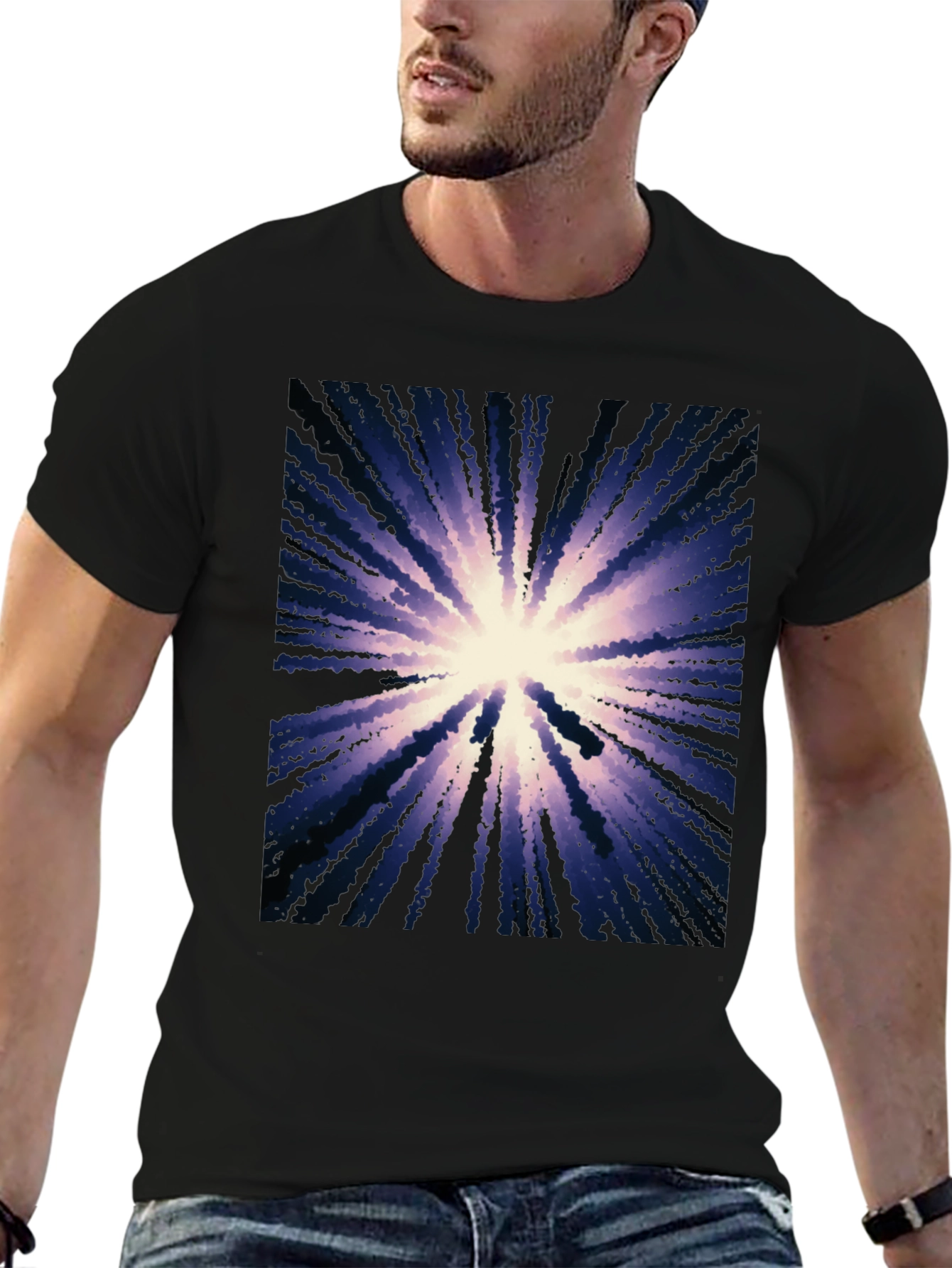 Abstract Burst Graphic Black T-Shirt