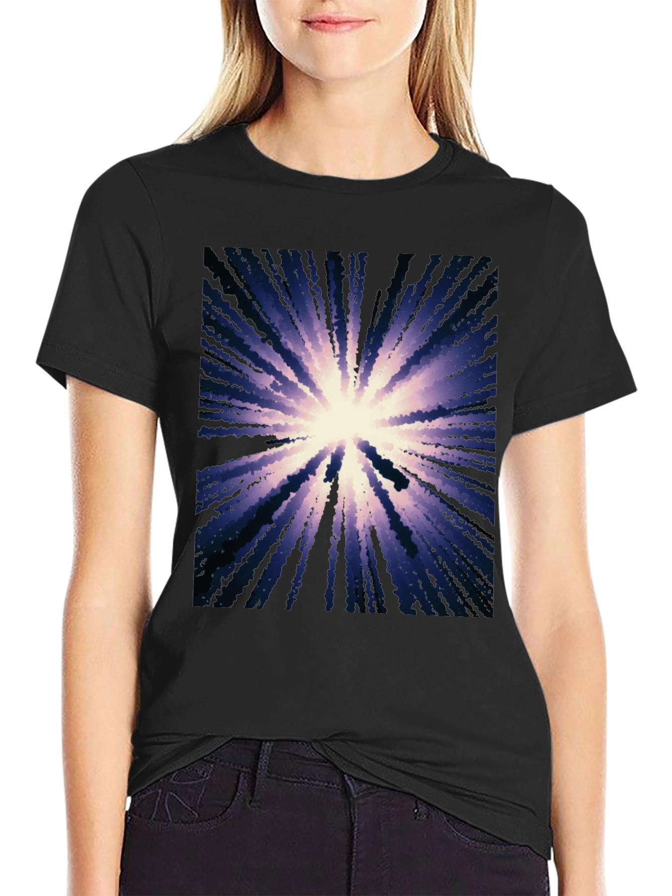 Abstract Burst Graphic Black T-Shirt