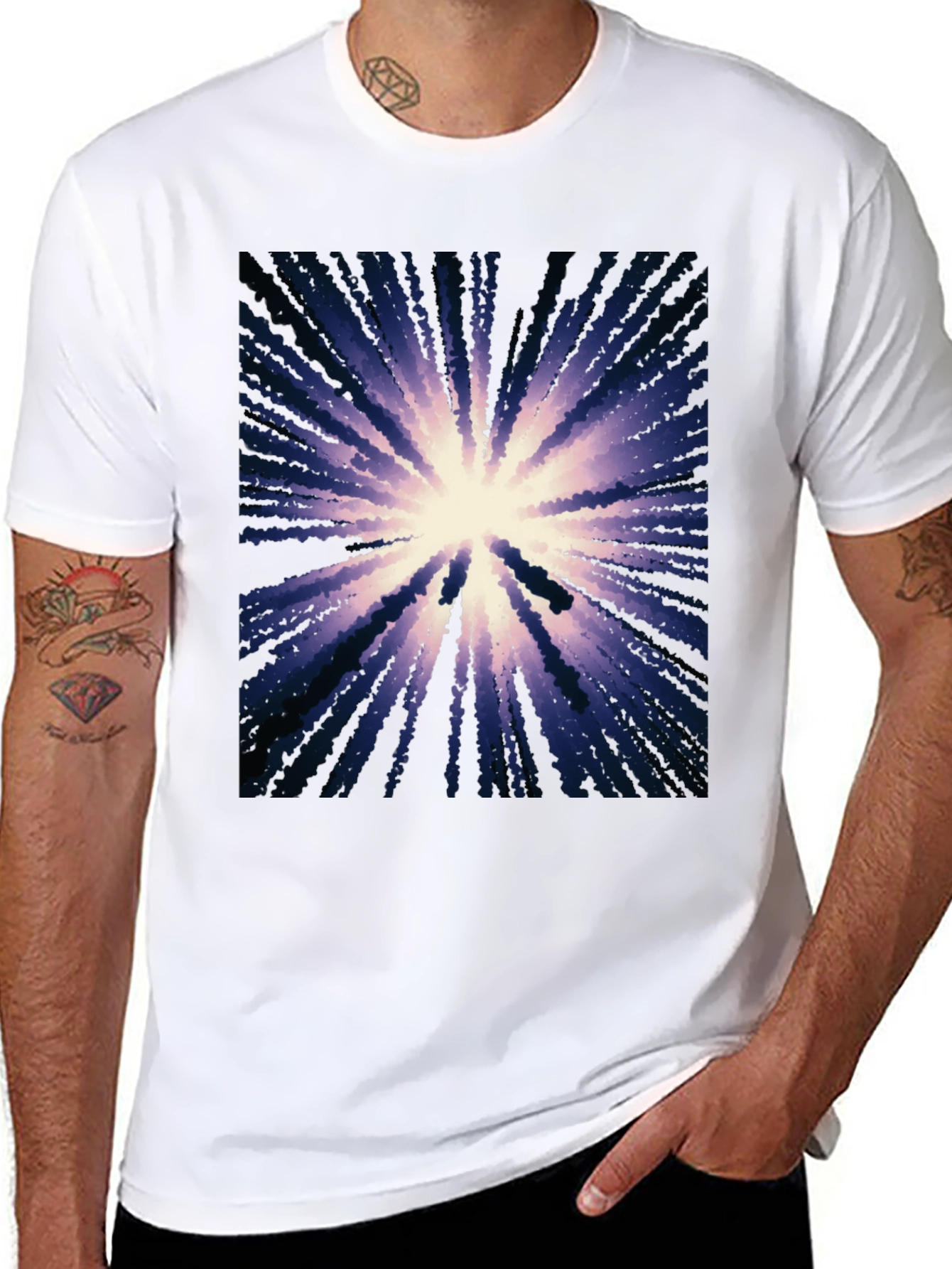 Abstract Burst Graphic Black T-Shirt