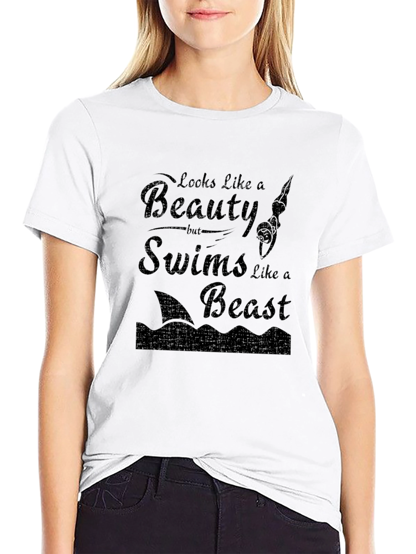 Beauty and Beast Swimmer T-Shirt - Black