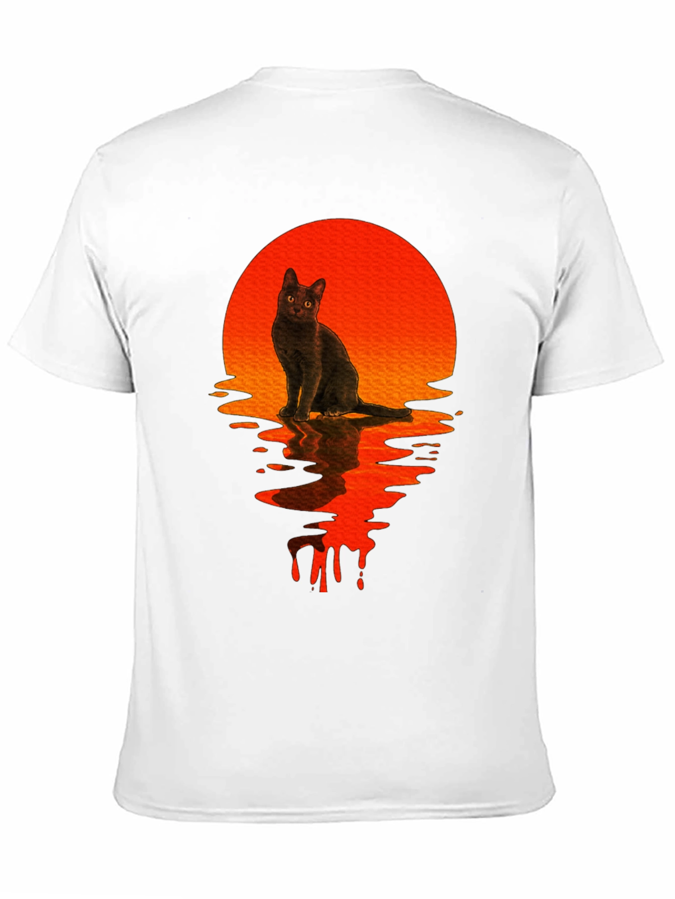 Black Cat Sunset Graphic T-Shirt