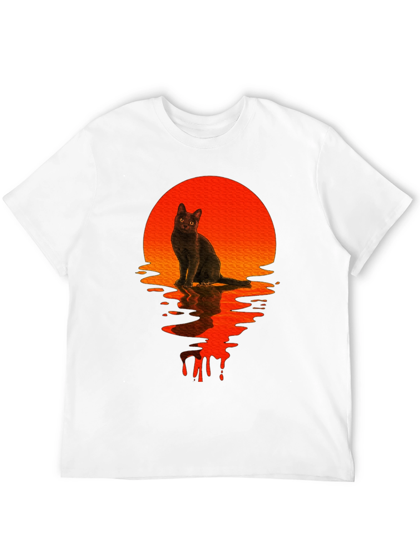 Black Cat Sunset Graphic T-Shirt