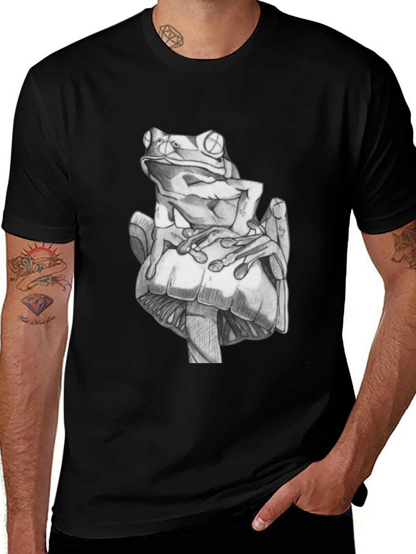 Frog & Mushroom Graphic Tee - Unique Design