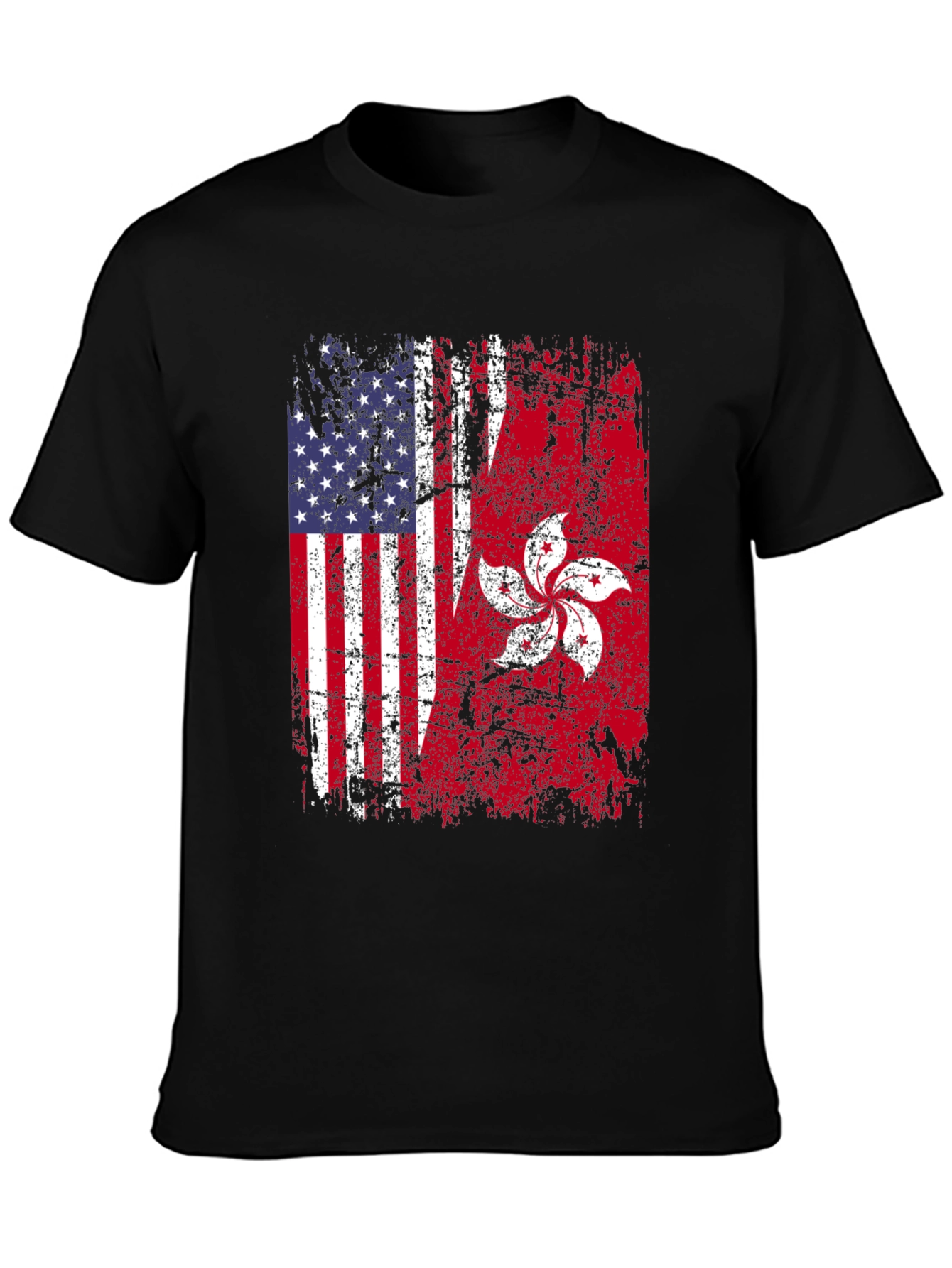 USA Hong Kong Flag Graphic Tee