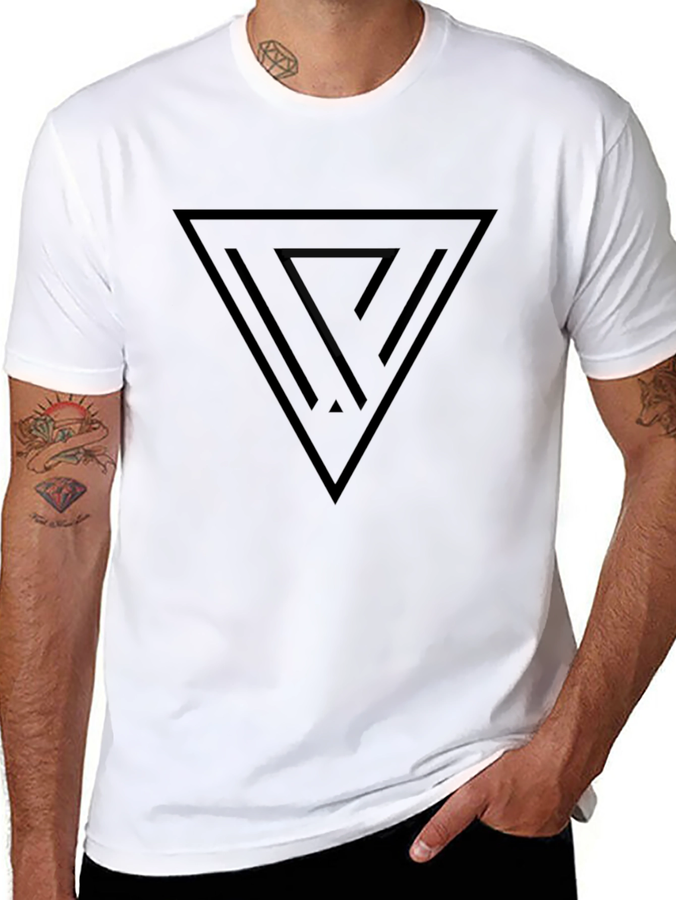 Geometric Triangle Graphic Tee - Modern Style