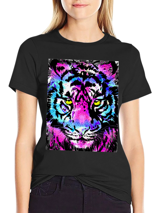 Vibrant Tiger Graphic Black T-Shirt
