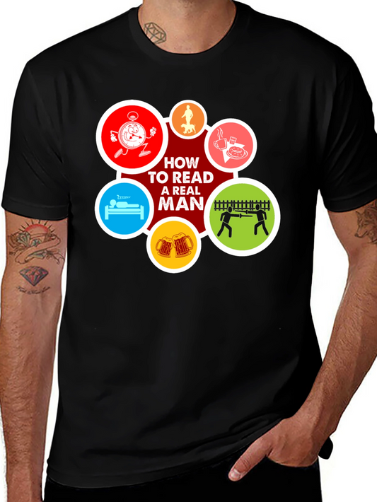 How to Read a Real Man T-Shirt Funny Graphic Tee