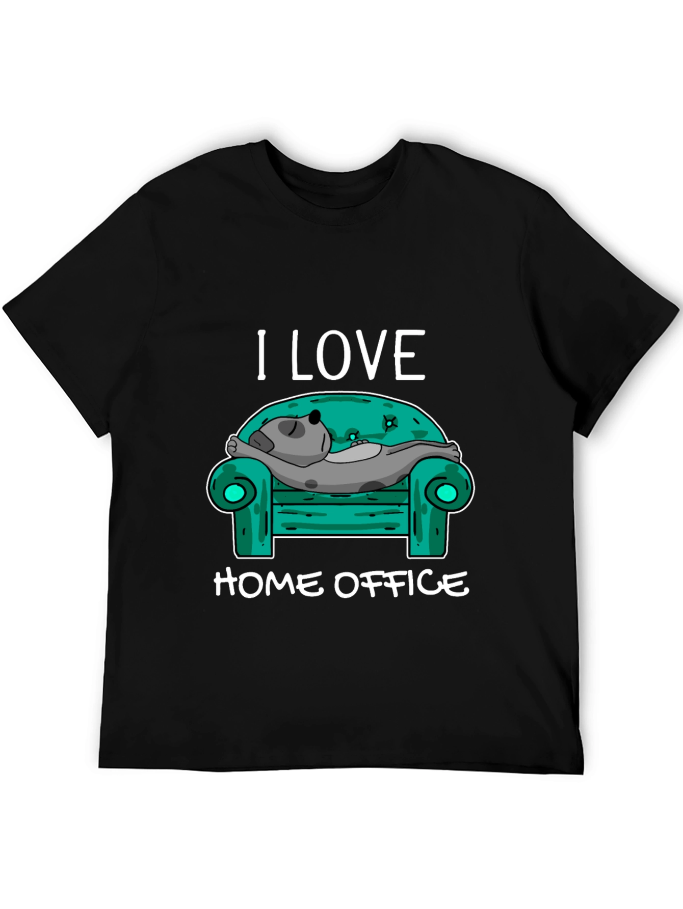 I Love Home Office T-Shirt - Relaxed Dog Design