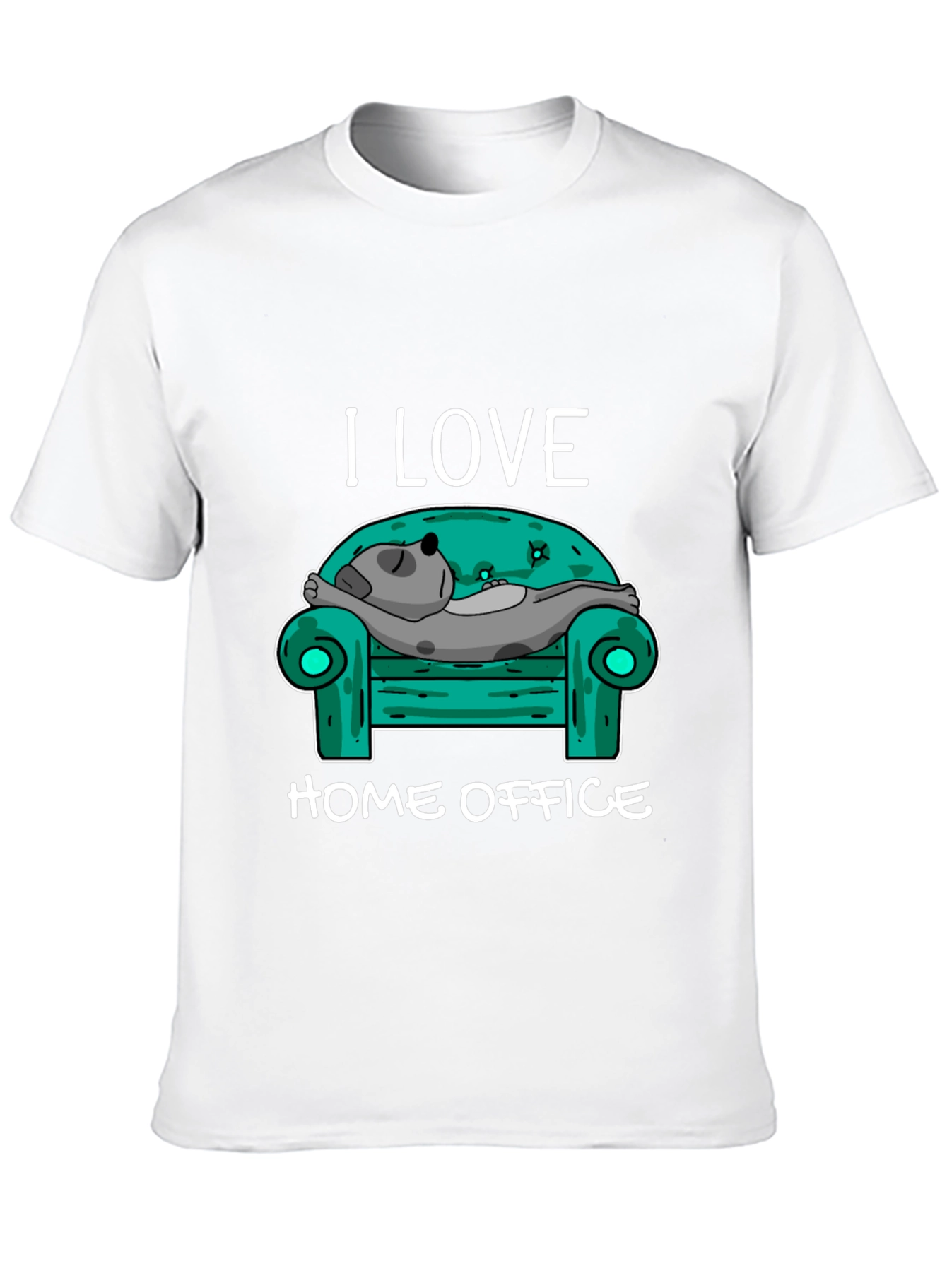 I Love Home Office T-Shirt - Relaxed Dog Design