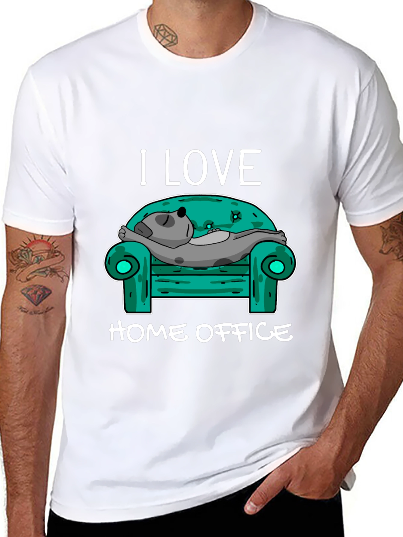 I Love Home Office T-Shirt - Relaxed Dog Design