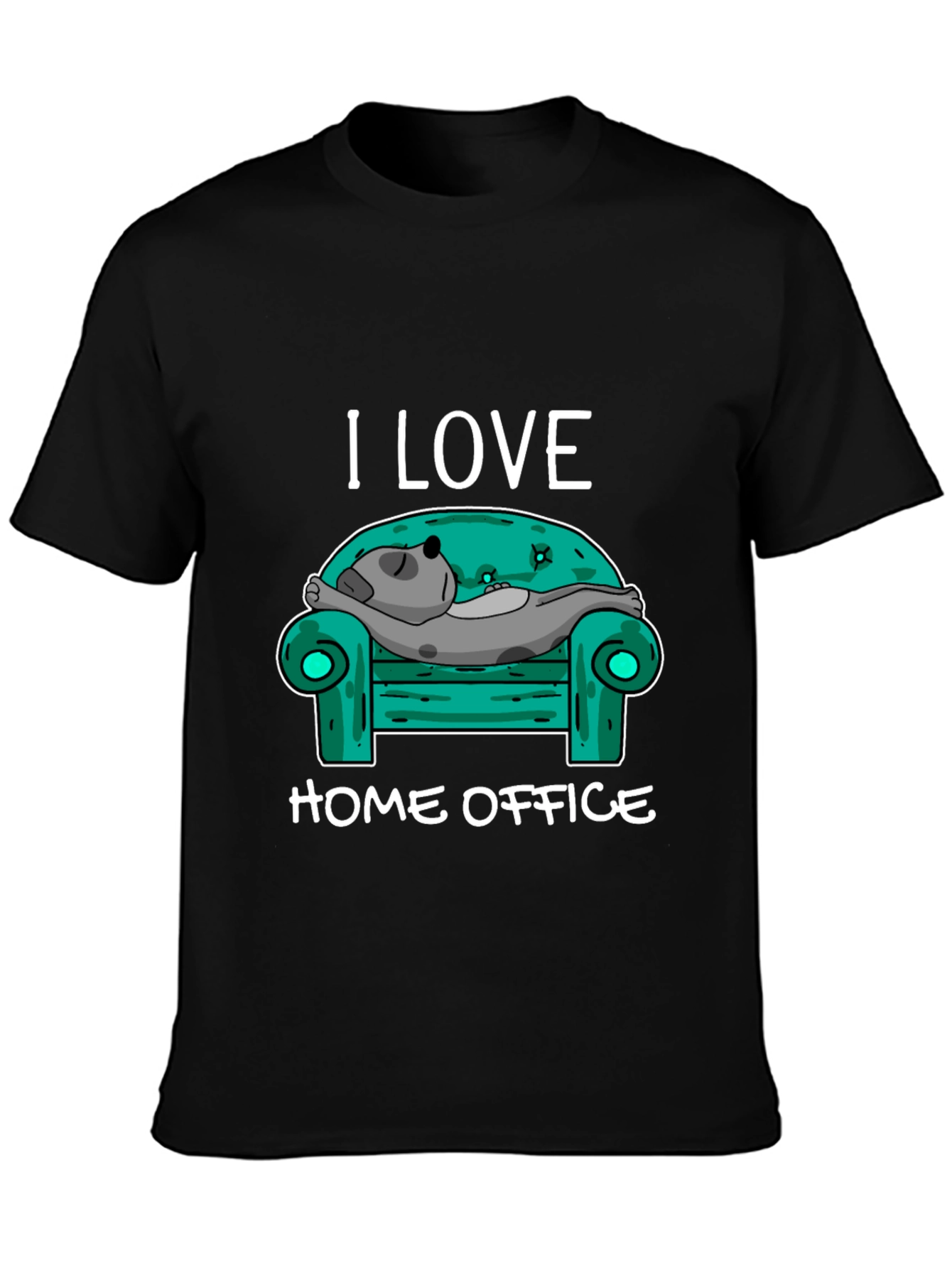 I Love Home Office T-Shirt - Relaxed Dog Design