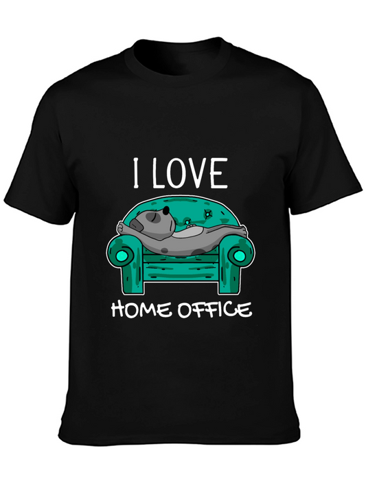 I Love Home Office T-Shirt - Relaxed Dog Design