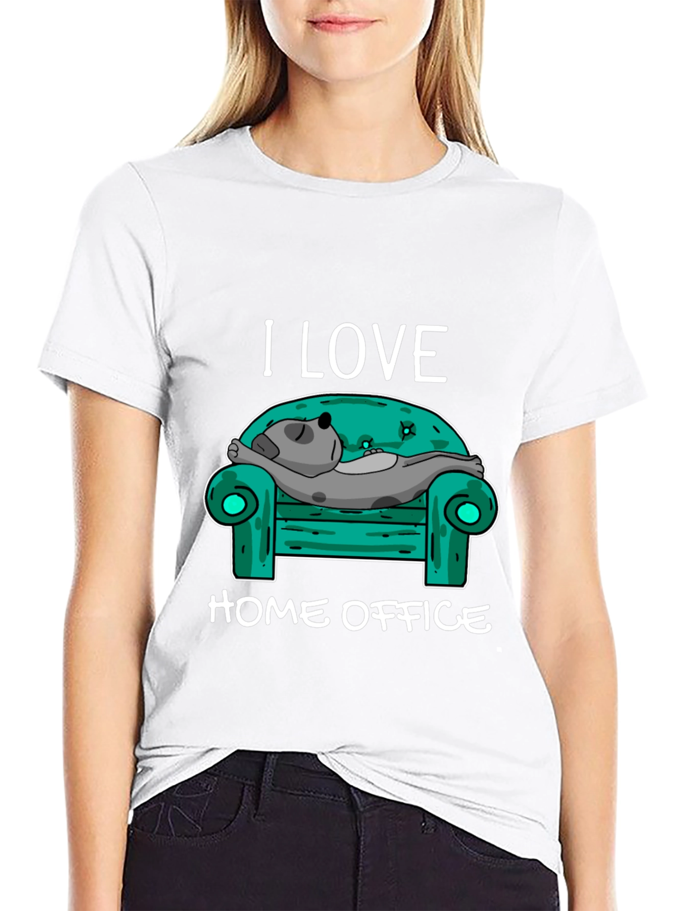 I Love Home Office T-Shirt - Relaxed Dog Design