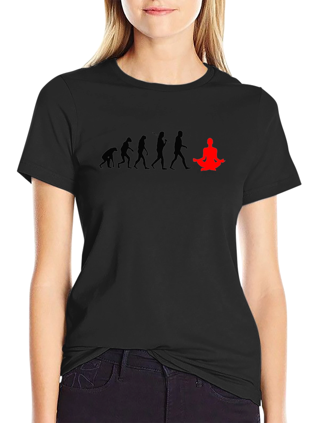 Evolution of Yoga T-Shirt - Black Cotton Blend Tee