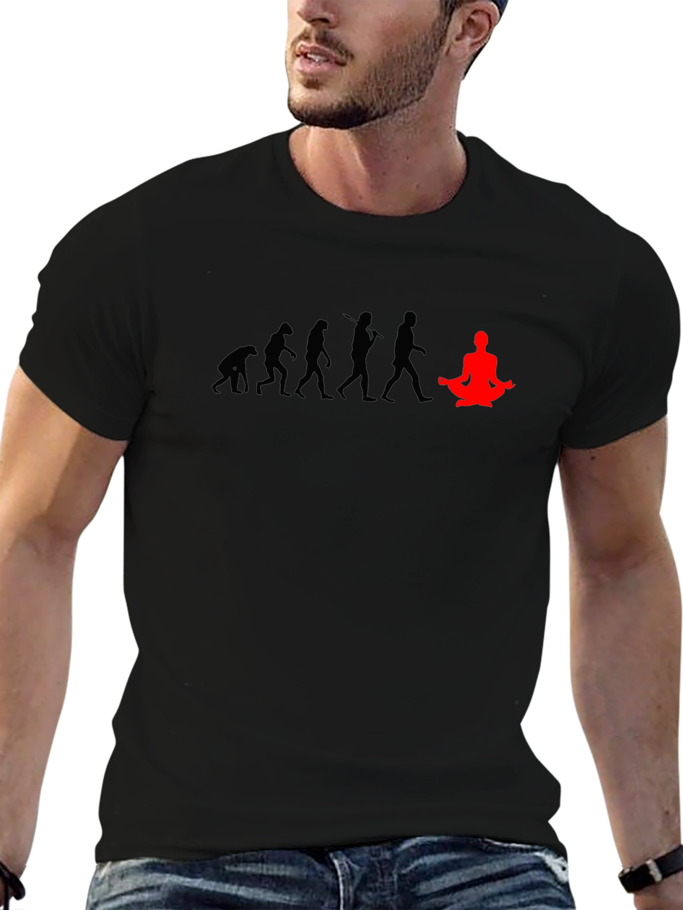 Evolution of Yoga T-Shirt - Black Cotton Blend Tee