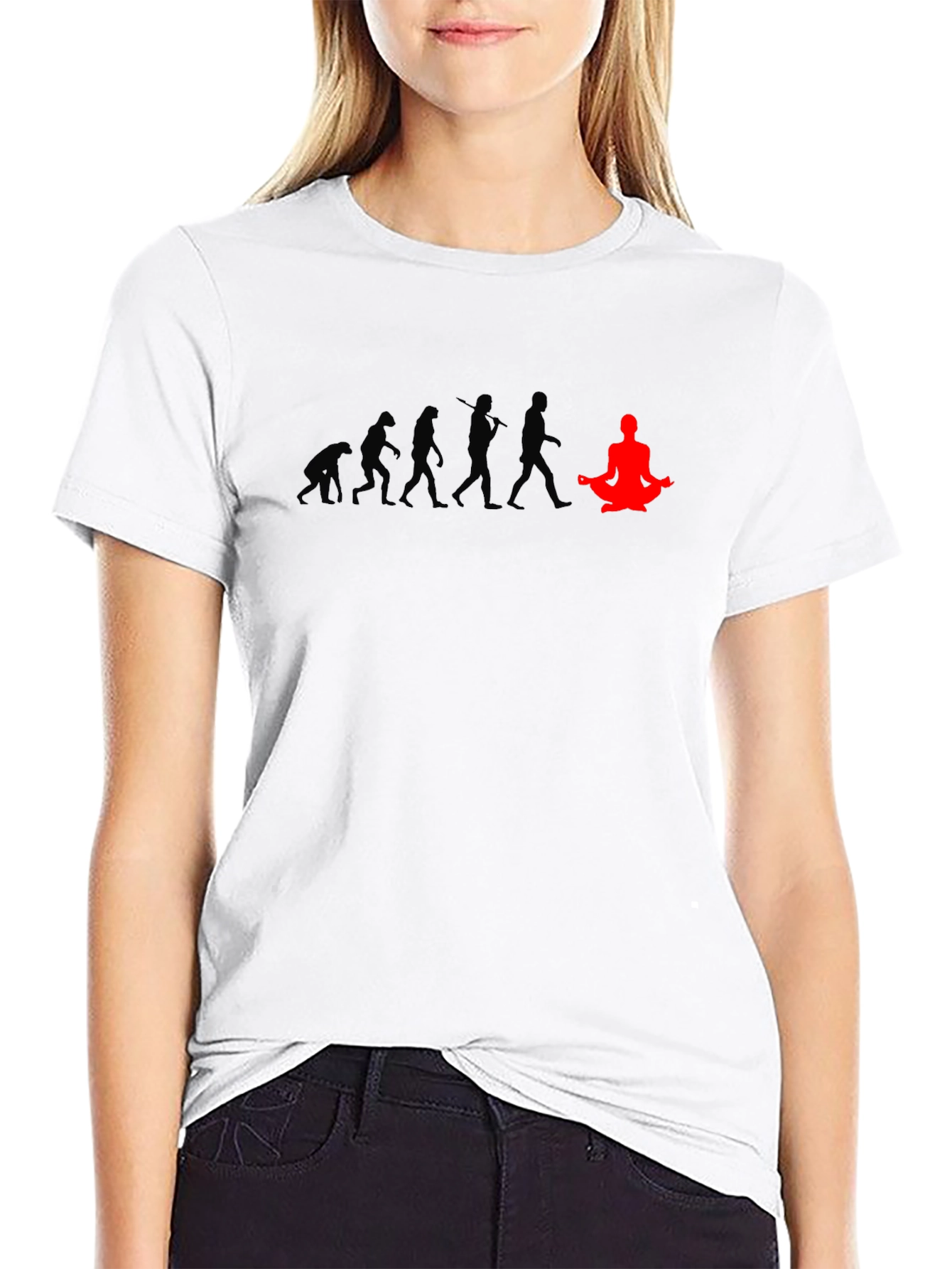 Evolution of Yoga T-Shirt - Black Cotton Blend Tee