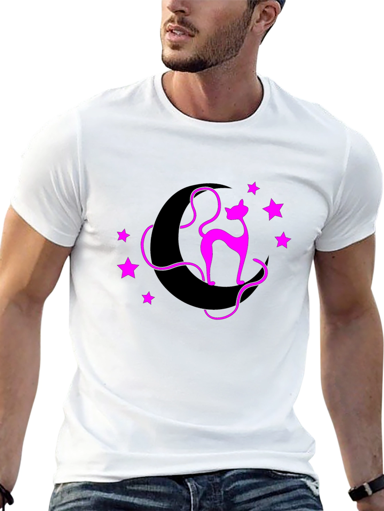 Cat on Moon Graphic Tee