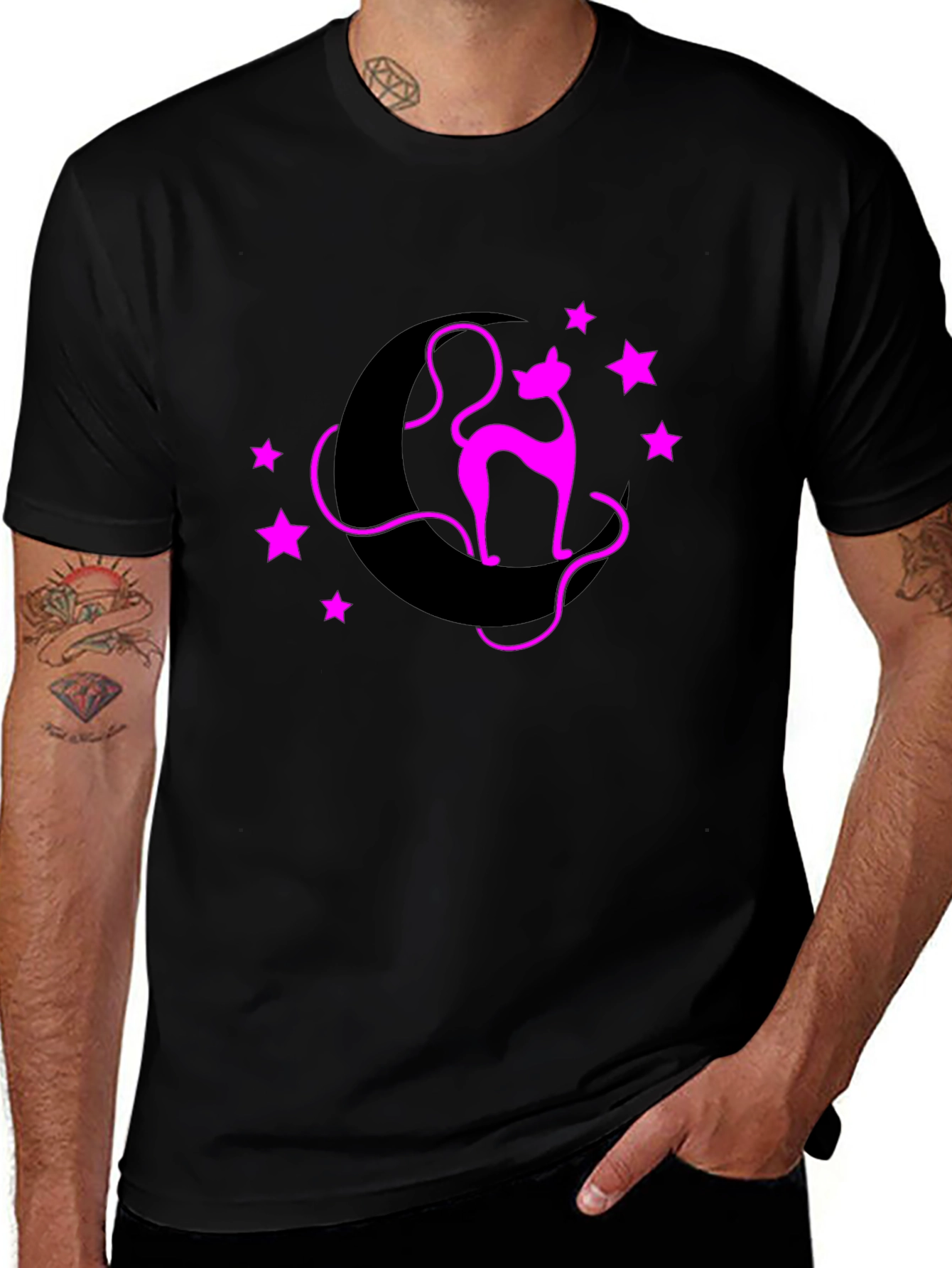Cat on Moon Graphic Tee
