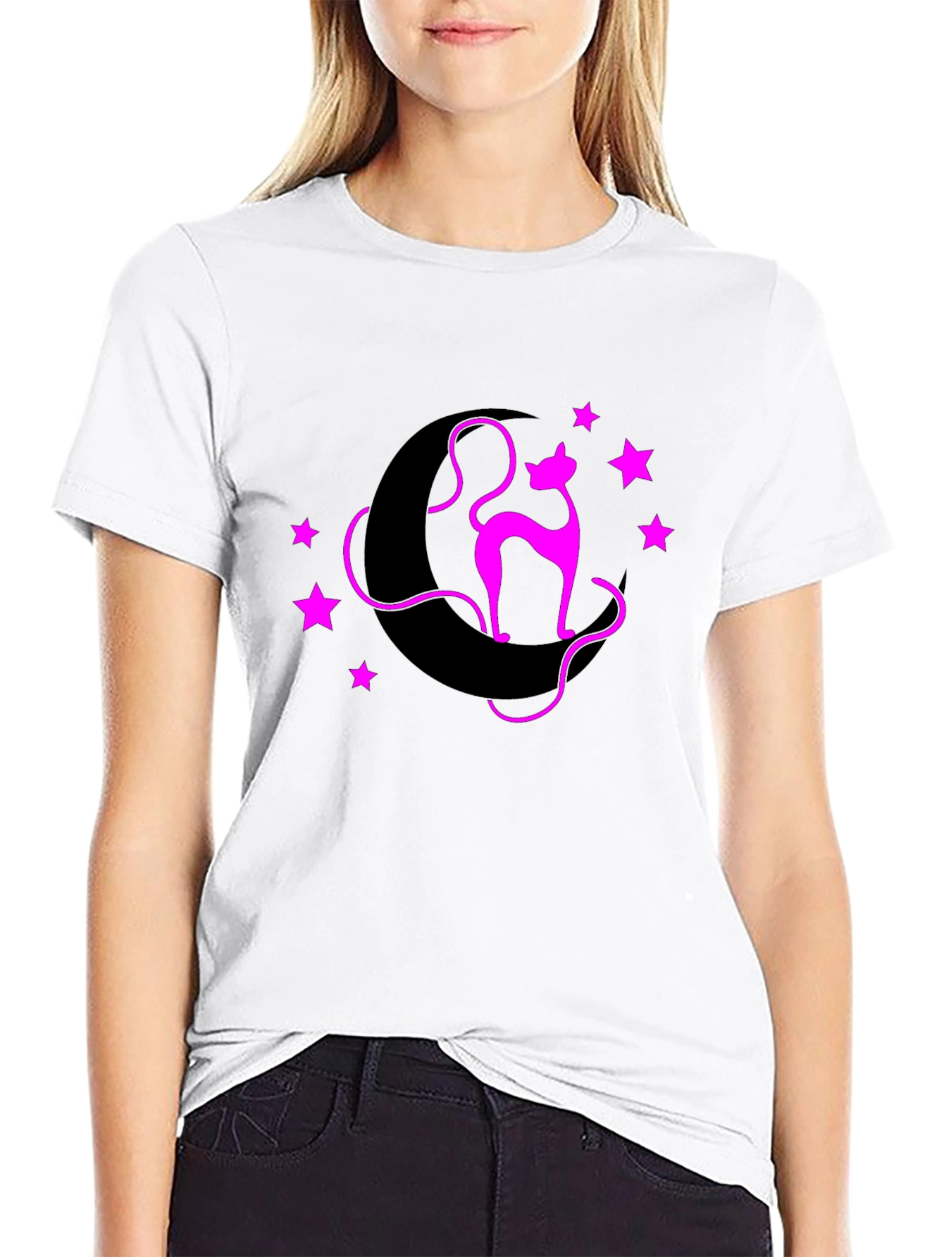 Cat on Moon Graphic Tee