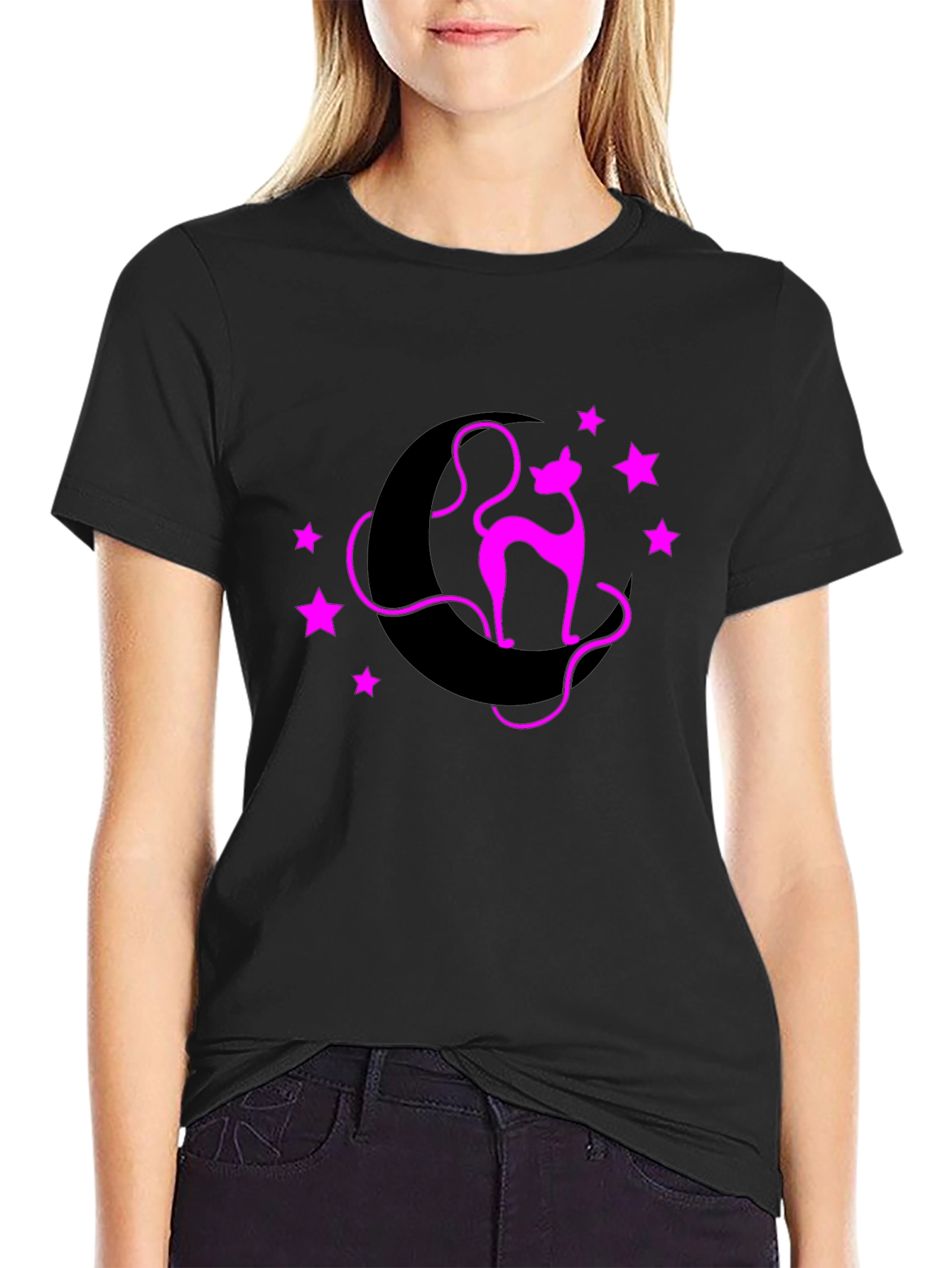 Cat on Moon Graphic Tee