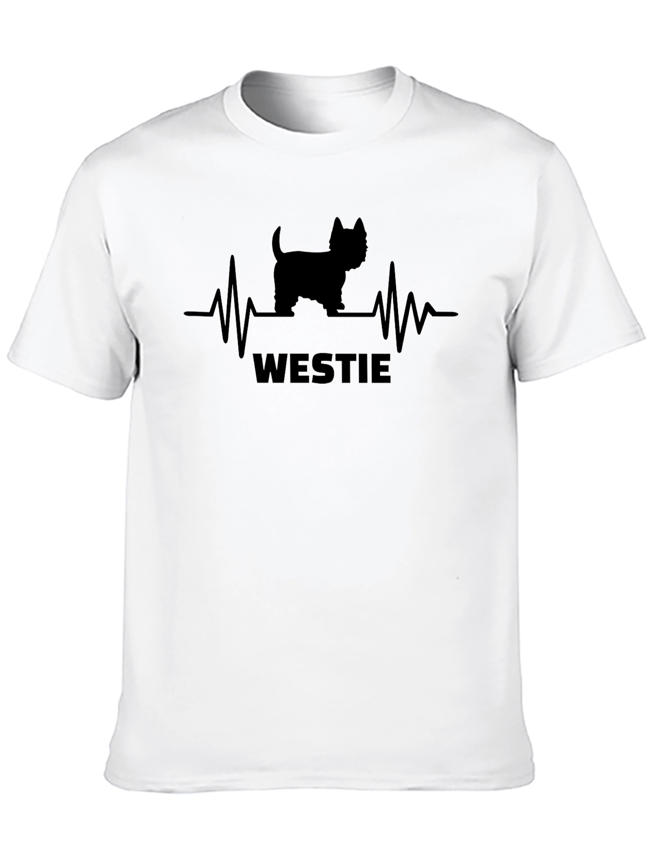 Westie Dog Heartbeat T-Shirt - Black Cotton Tee