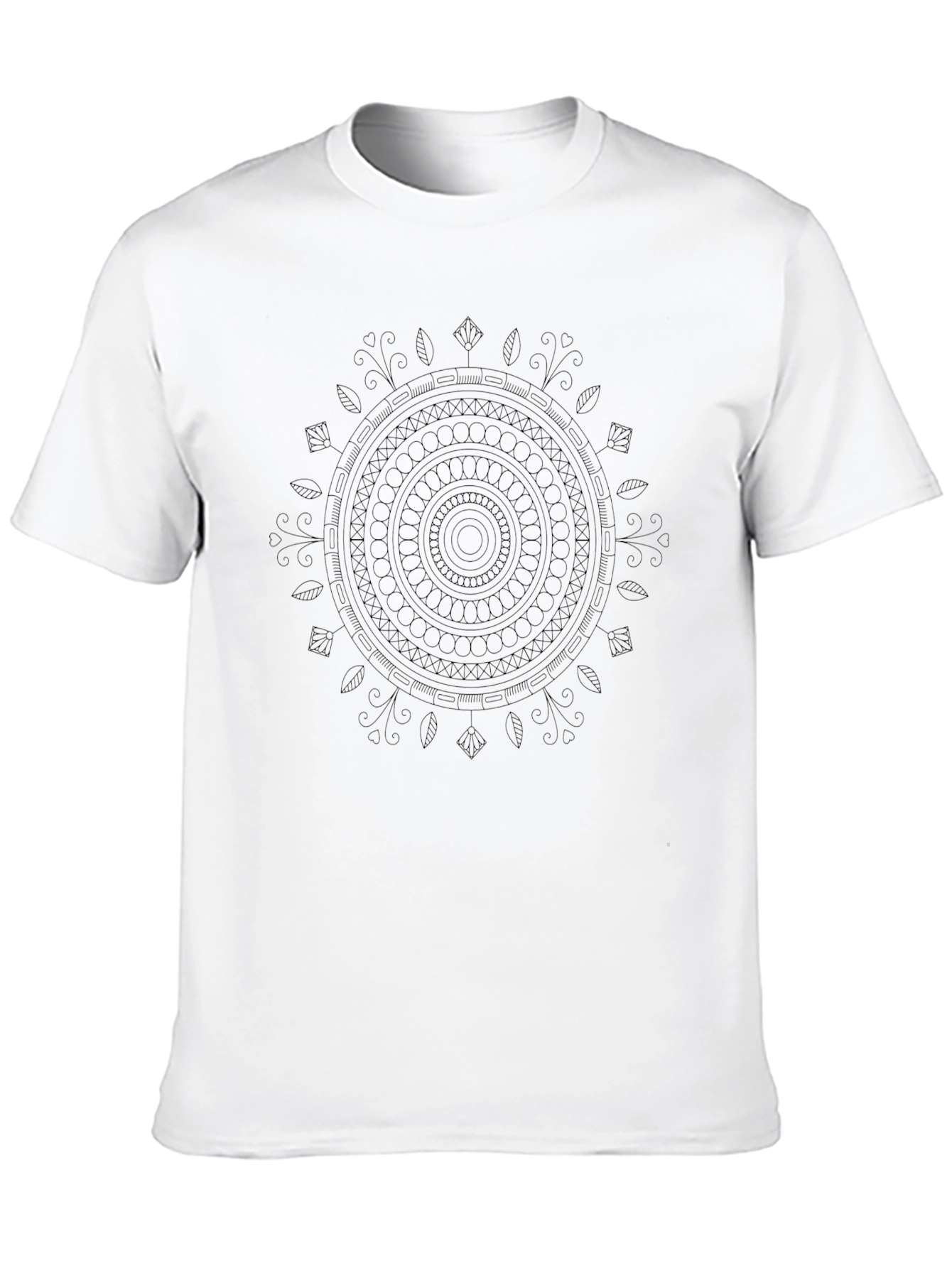 Black Mandala Graphic Tee - Casual Mens T-Shirt