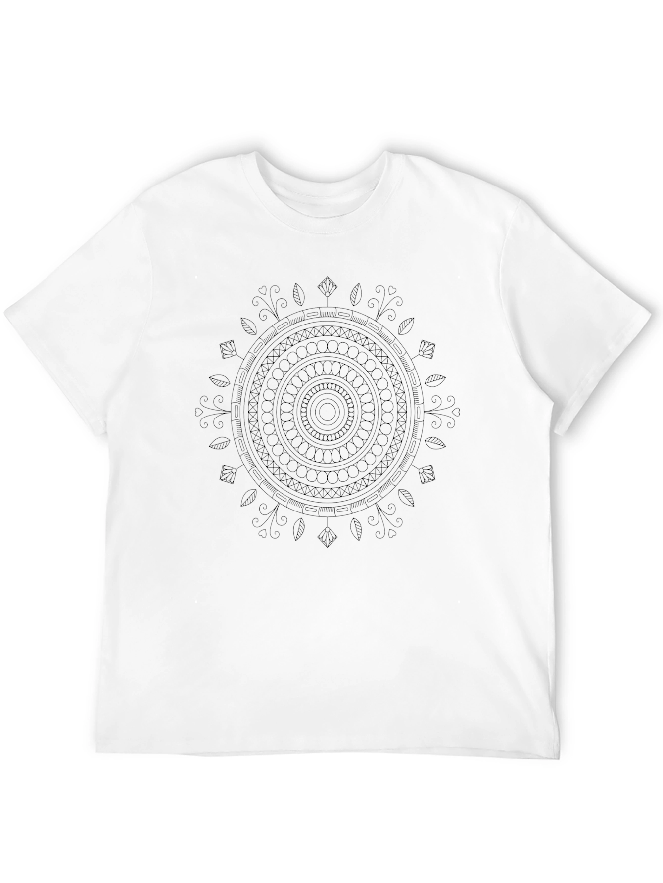 Black Mandala Graphic Tee - Casual Mens T-Shirt